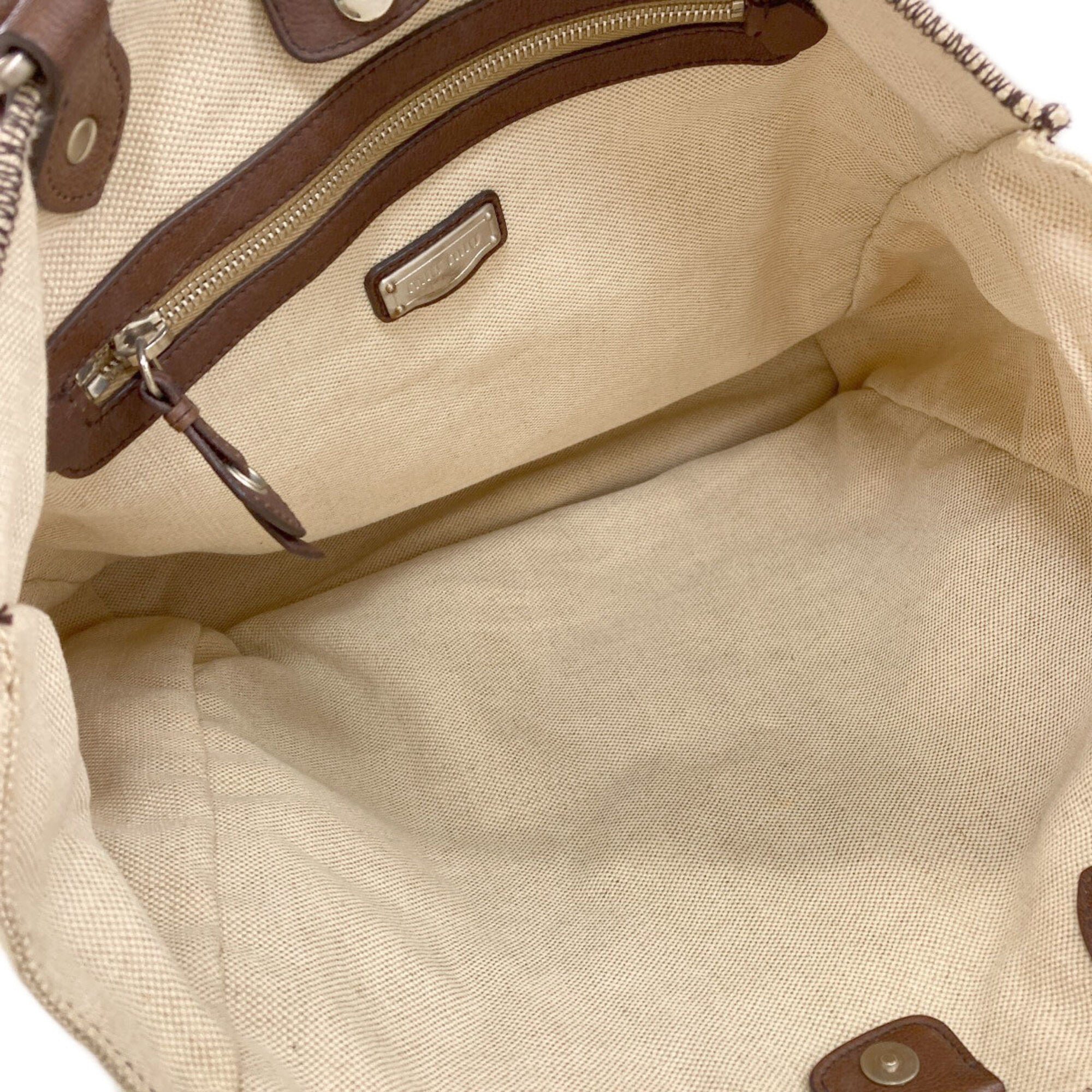 Miu Miu Beige Canvas Tote Bag (Pre-Owned)