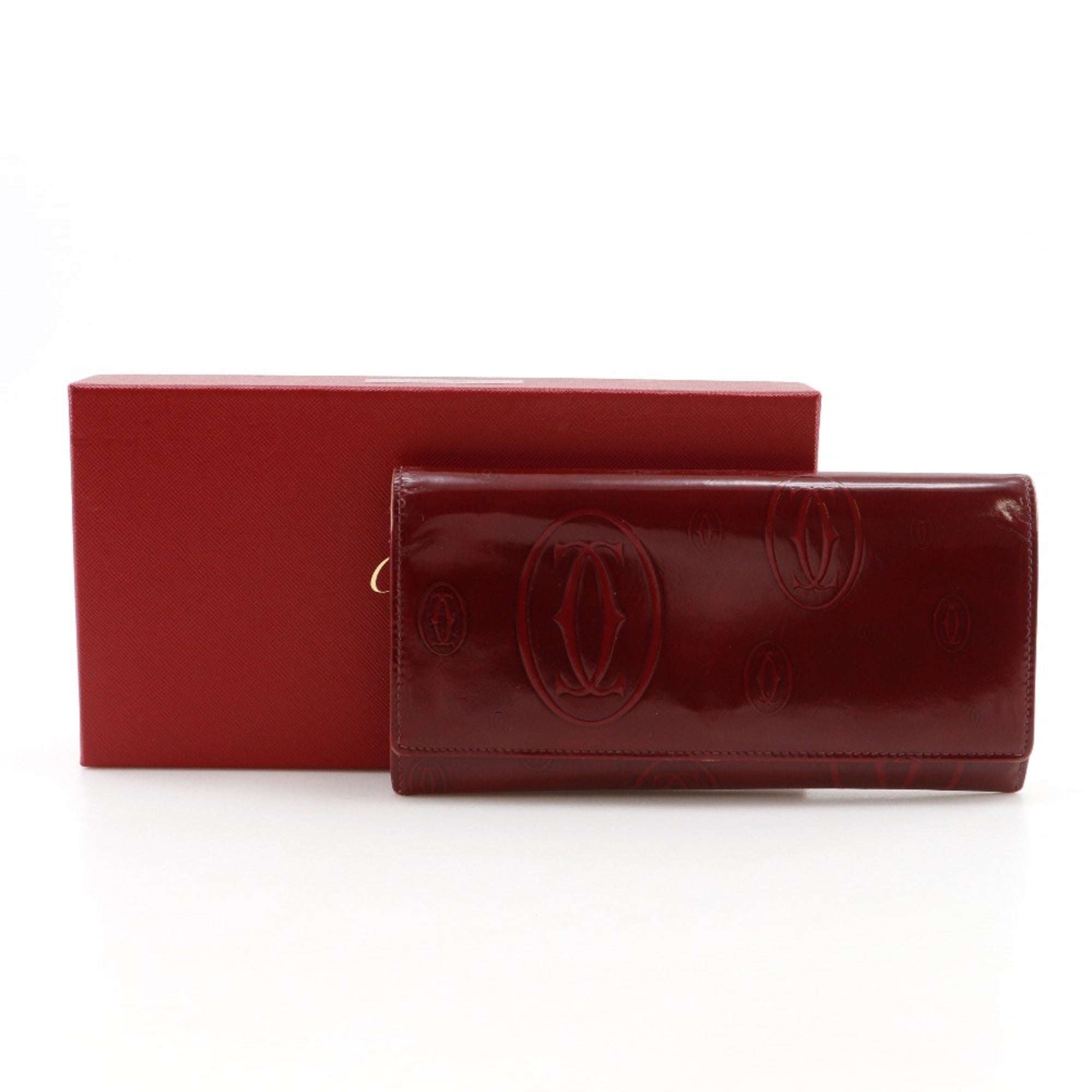 Cartier Bordeaux Patent Leather Long Wallet (Bi-Fold) (Pre-Owned)