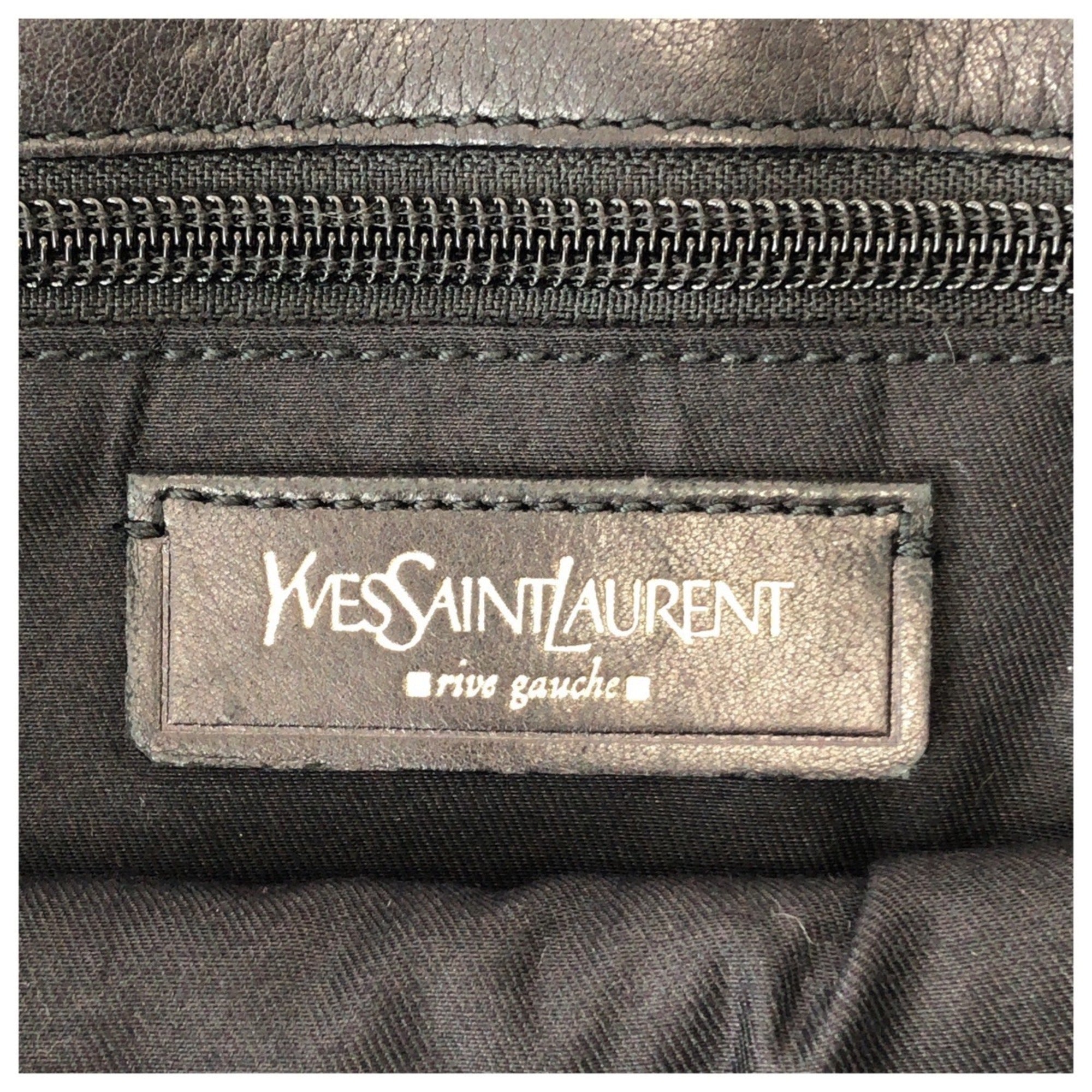 Yves Saint Laurent Black Navy Leather Messenger Bag Shoulder Bag (Pre-Owned)