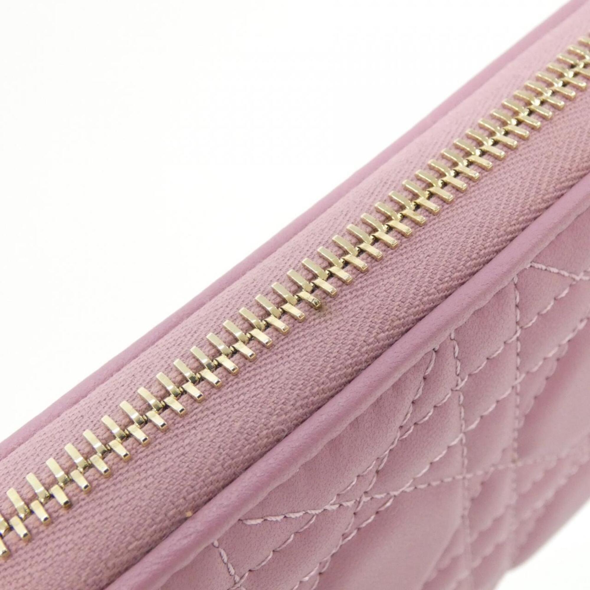 Christian Dior Pink Leather Long Wallet (Bi-Fold) (Pre-Owned)