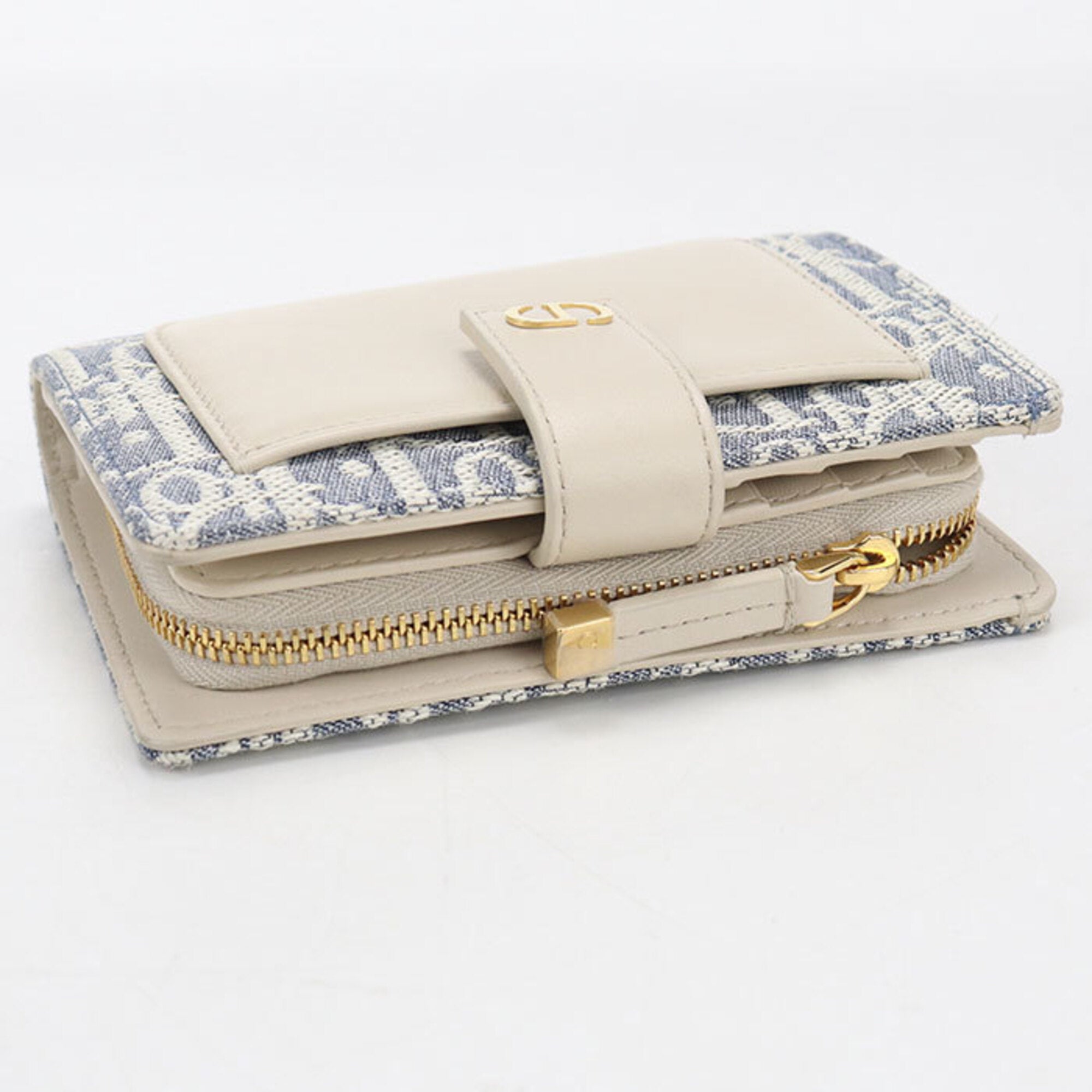 Christian Dior Blue Jacquard Wallet (Bi-Fold) (Pre-Owned)