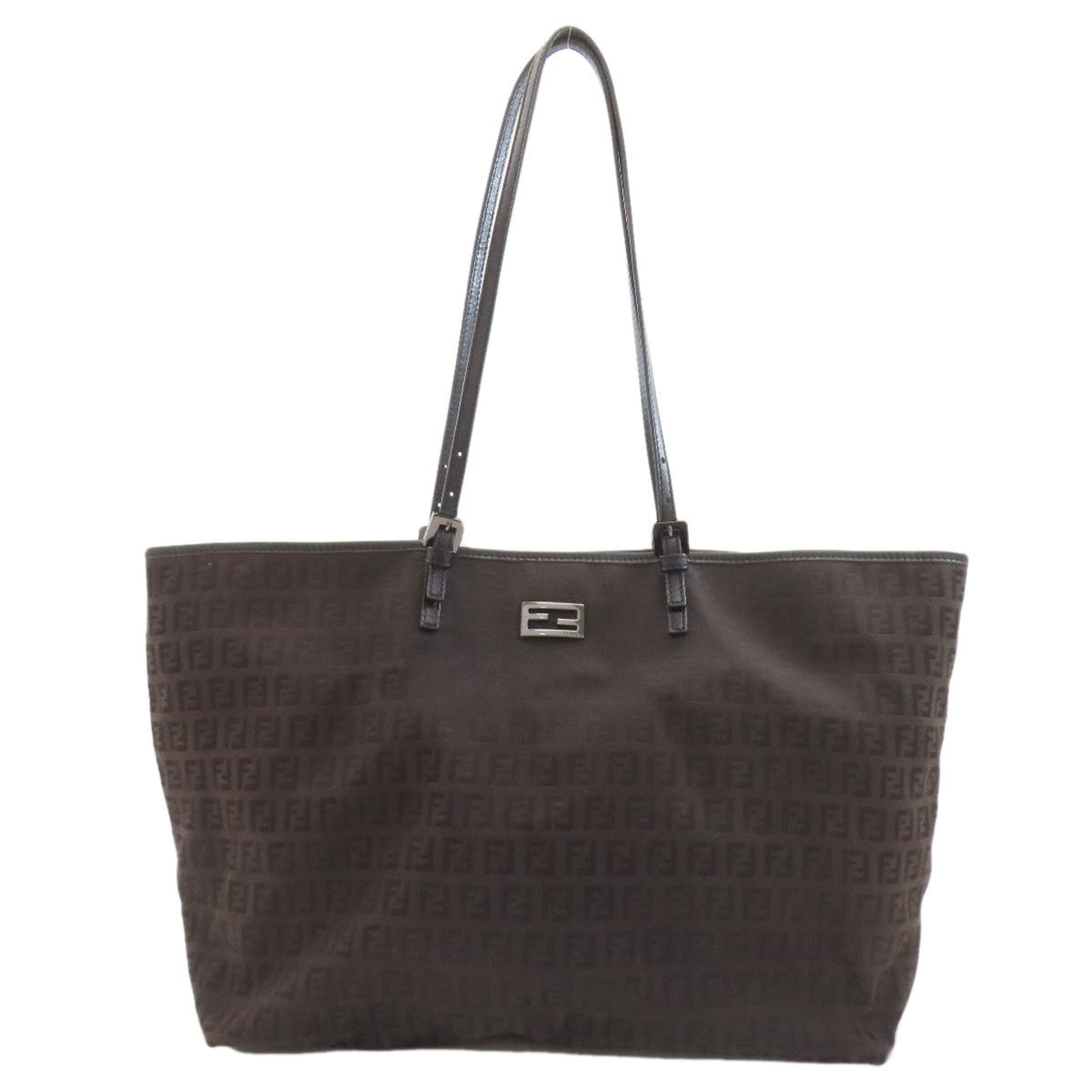 Fendi Zucchino Dark Brown Canvas Tote Bag (Pre-Owned)
