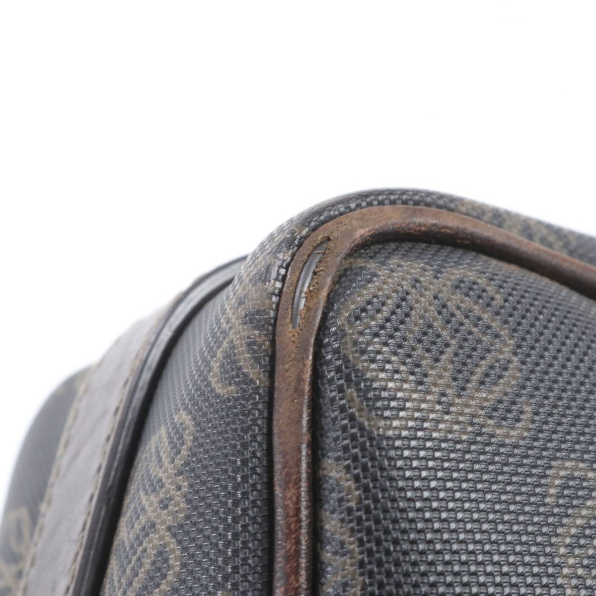 Loewe Black Leather Coated Canvas Crossbody Bag Handbag Shoulder Bag Tote Bag (Pre-Owned)