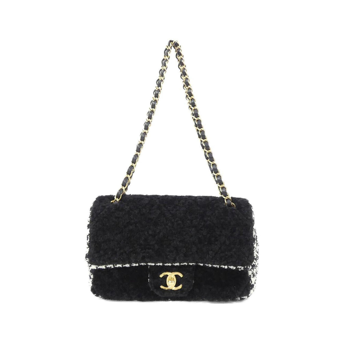Chanel Black Tweed Leather Shoulder Bag (Pre-Owned)