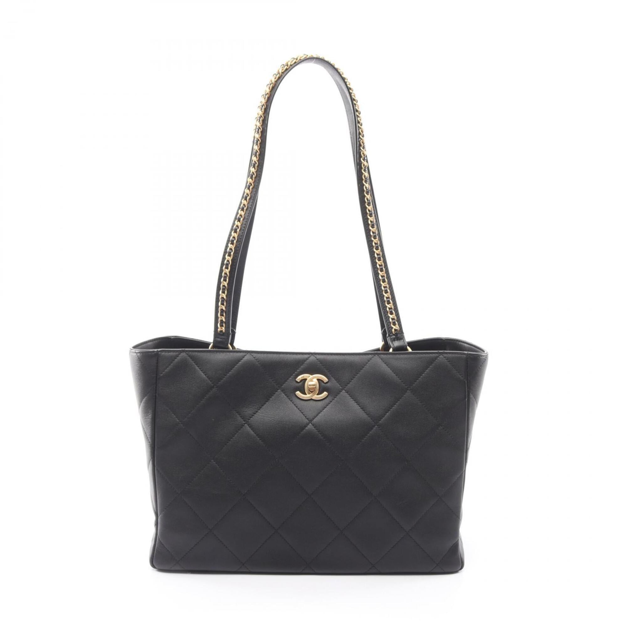Chanel Black Leather Handbag Tote Bag (Pre-Owned)