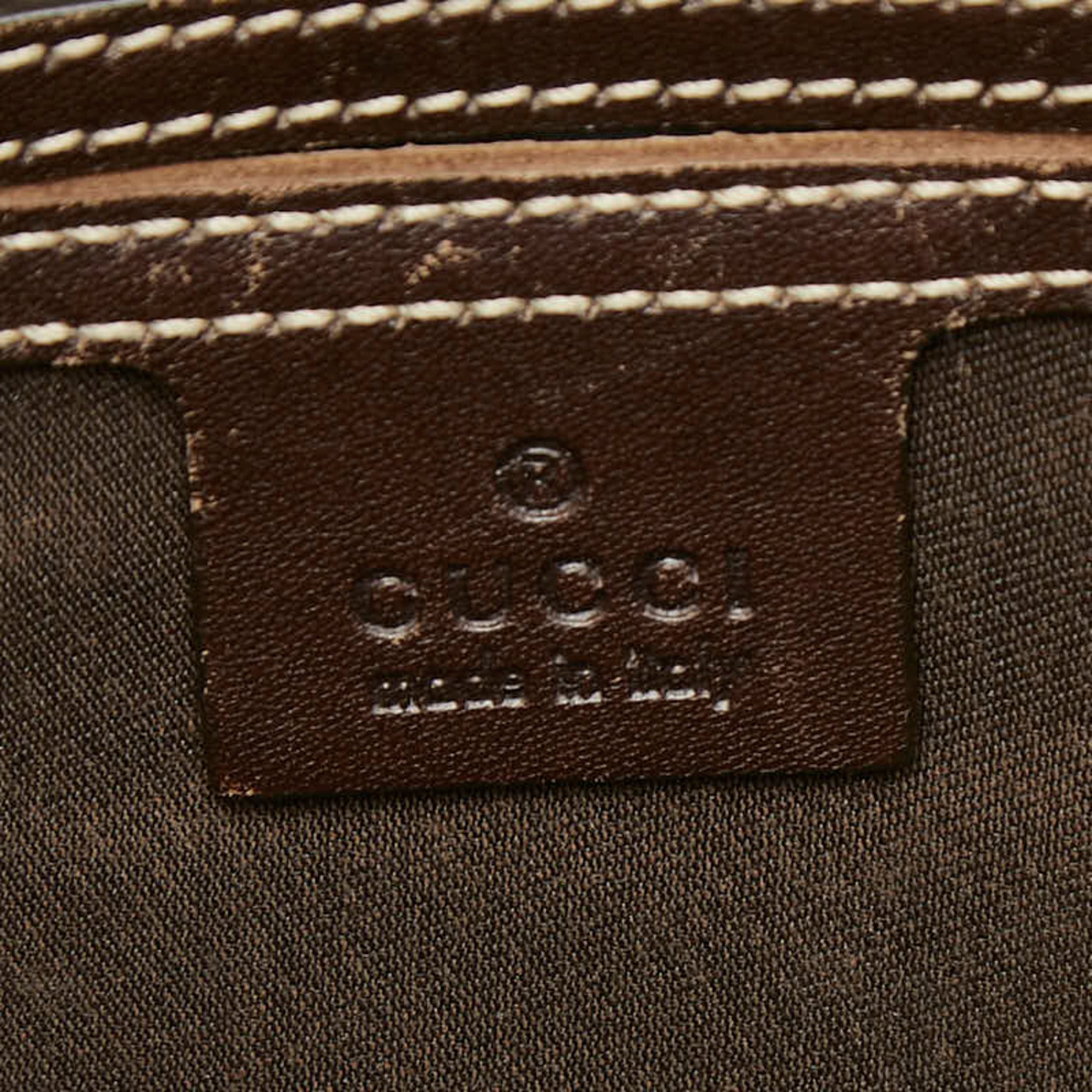 Gucci Beige Brown Leather Pvc Messenger Bag (Pre-Owned)