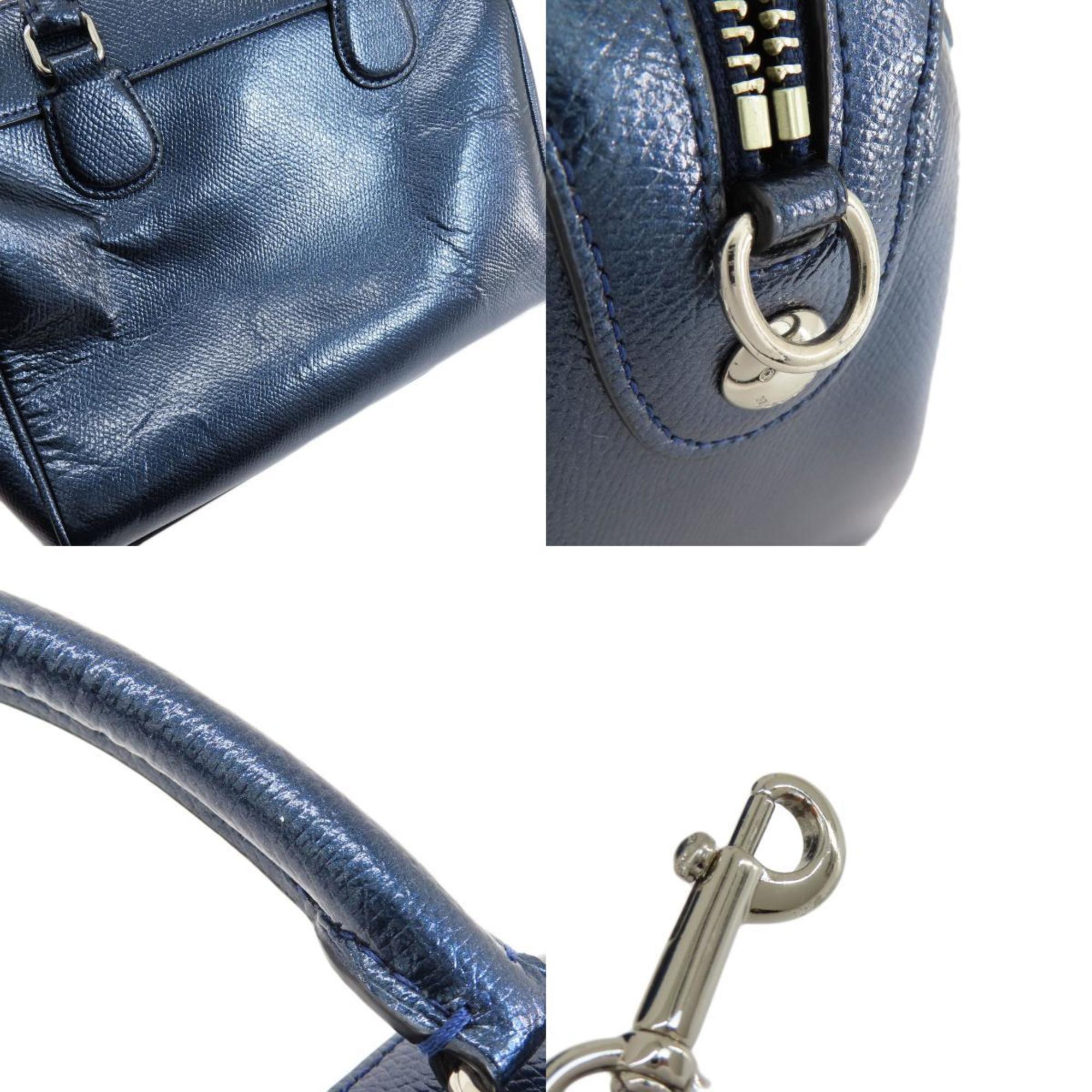 Coach Blue Metallic Leather Handbag (Pre-Owned)
