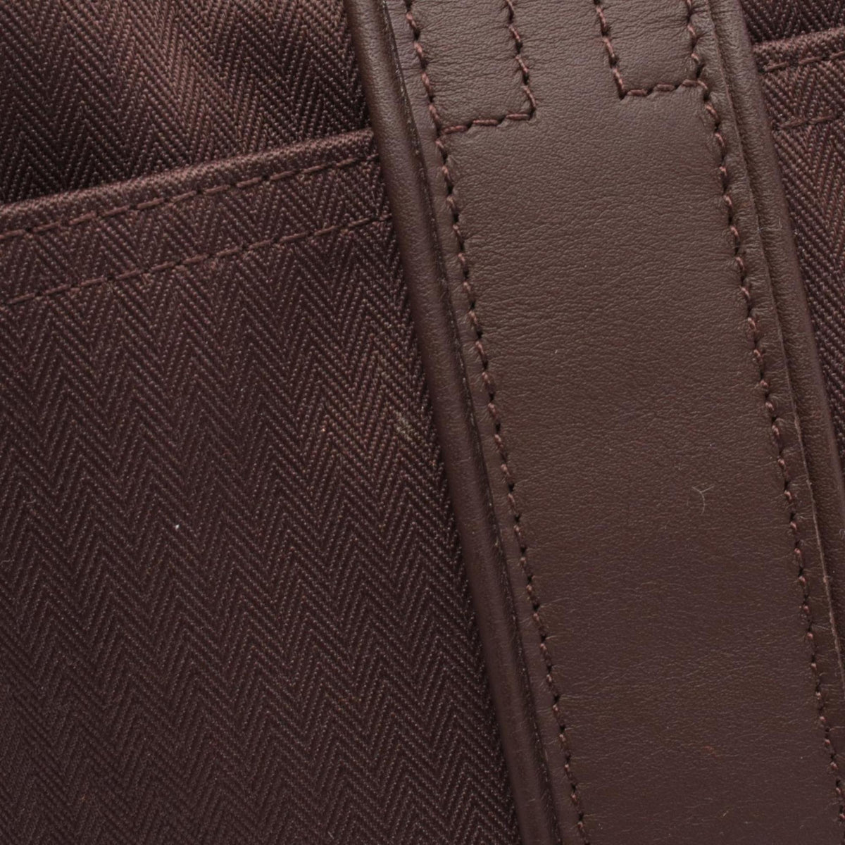 Hermes Brown Canvas Leather Handbag (Pre-Owned)