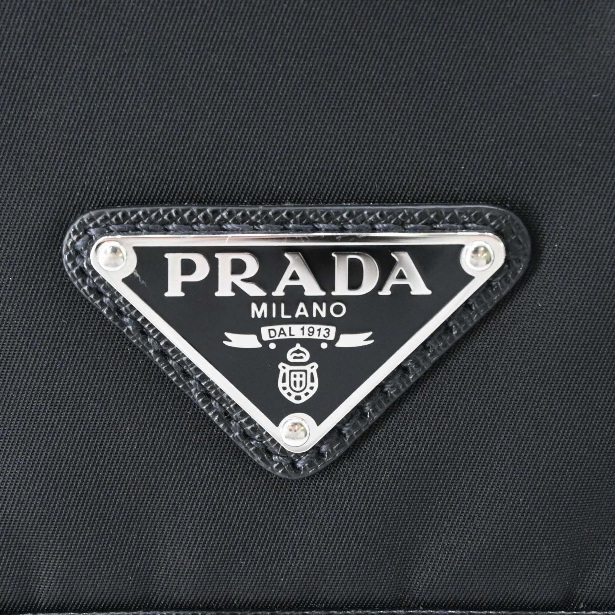 Prada Black Gray Brown Nylon Leather Shoulder Bag (Pre-Owned)