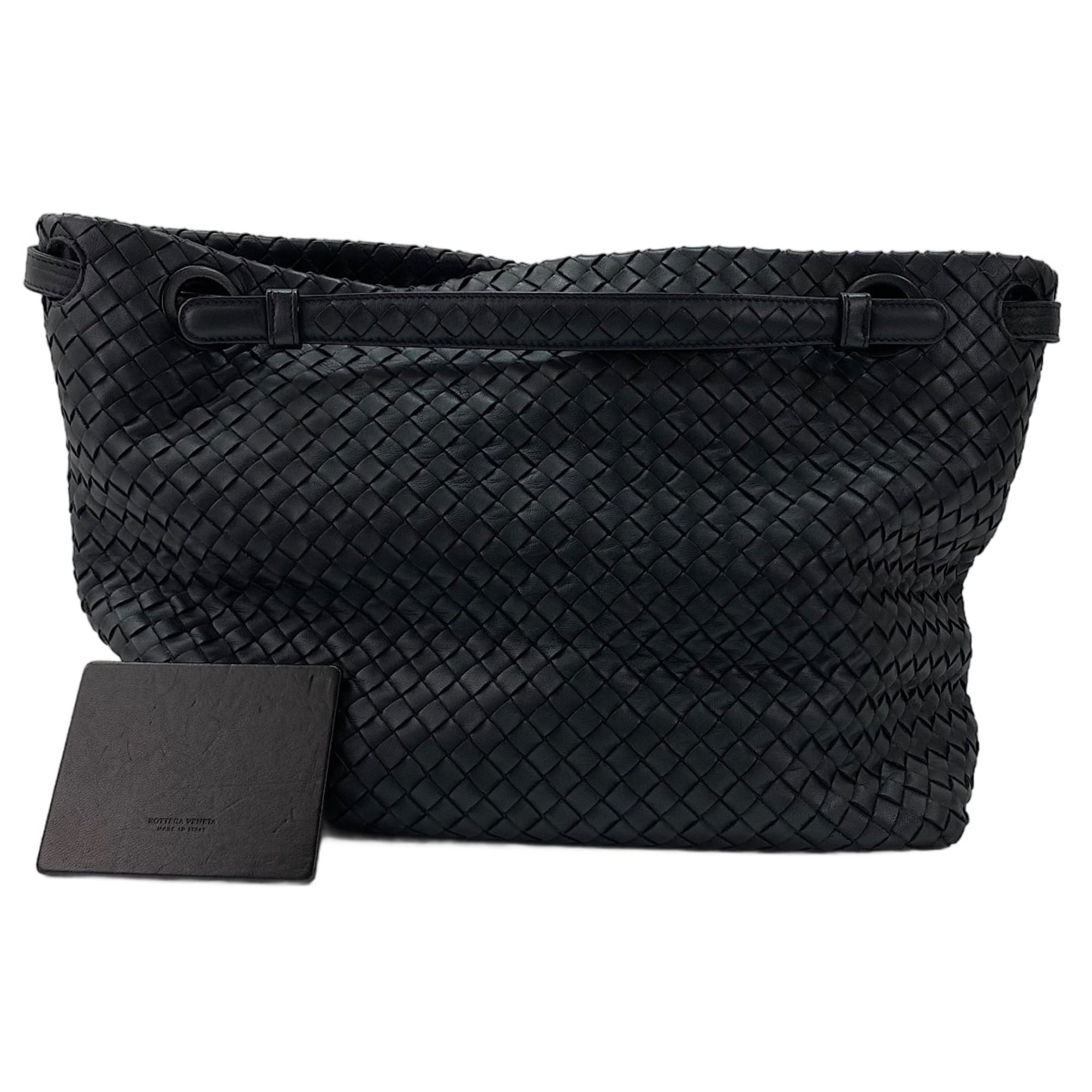 Bottega Veneta Intrecciato Black Intrecciato Handbag (Pre-Owned)