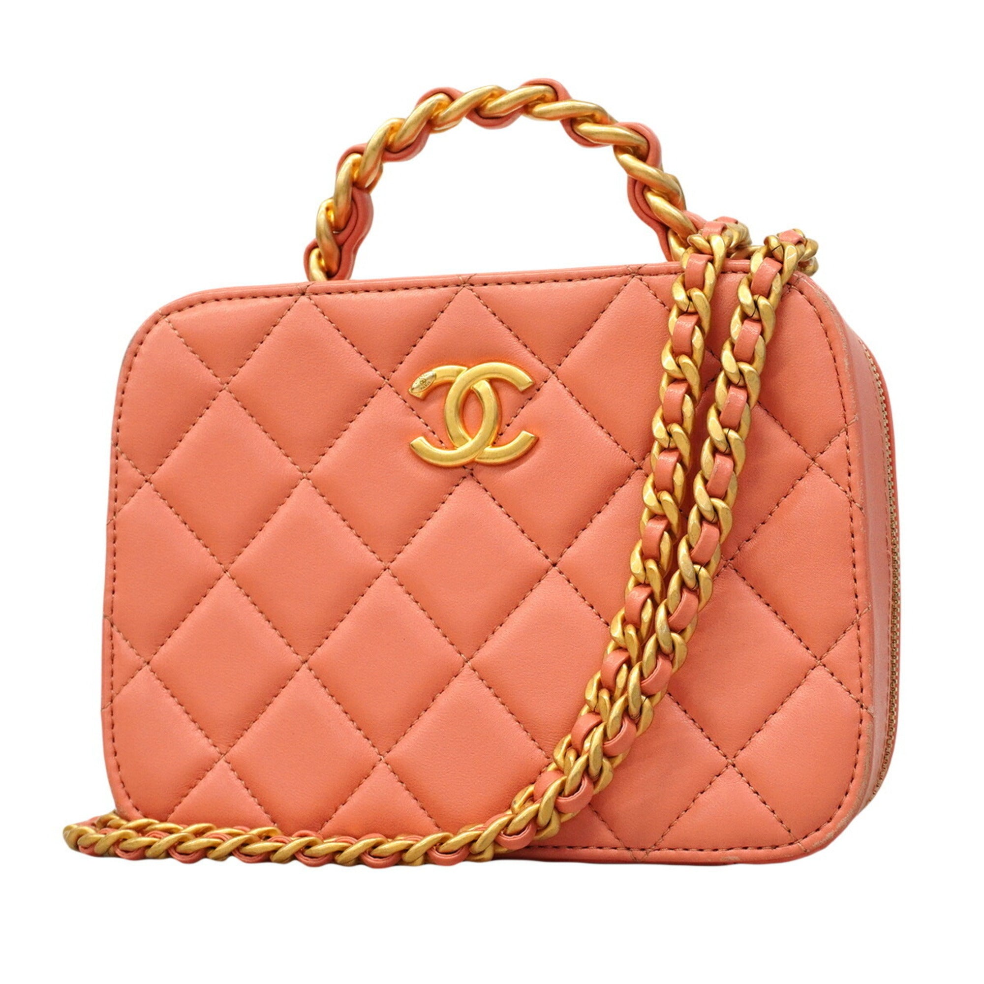 Chanel Salmon Pink Leather Handbag (Pre-Owned)