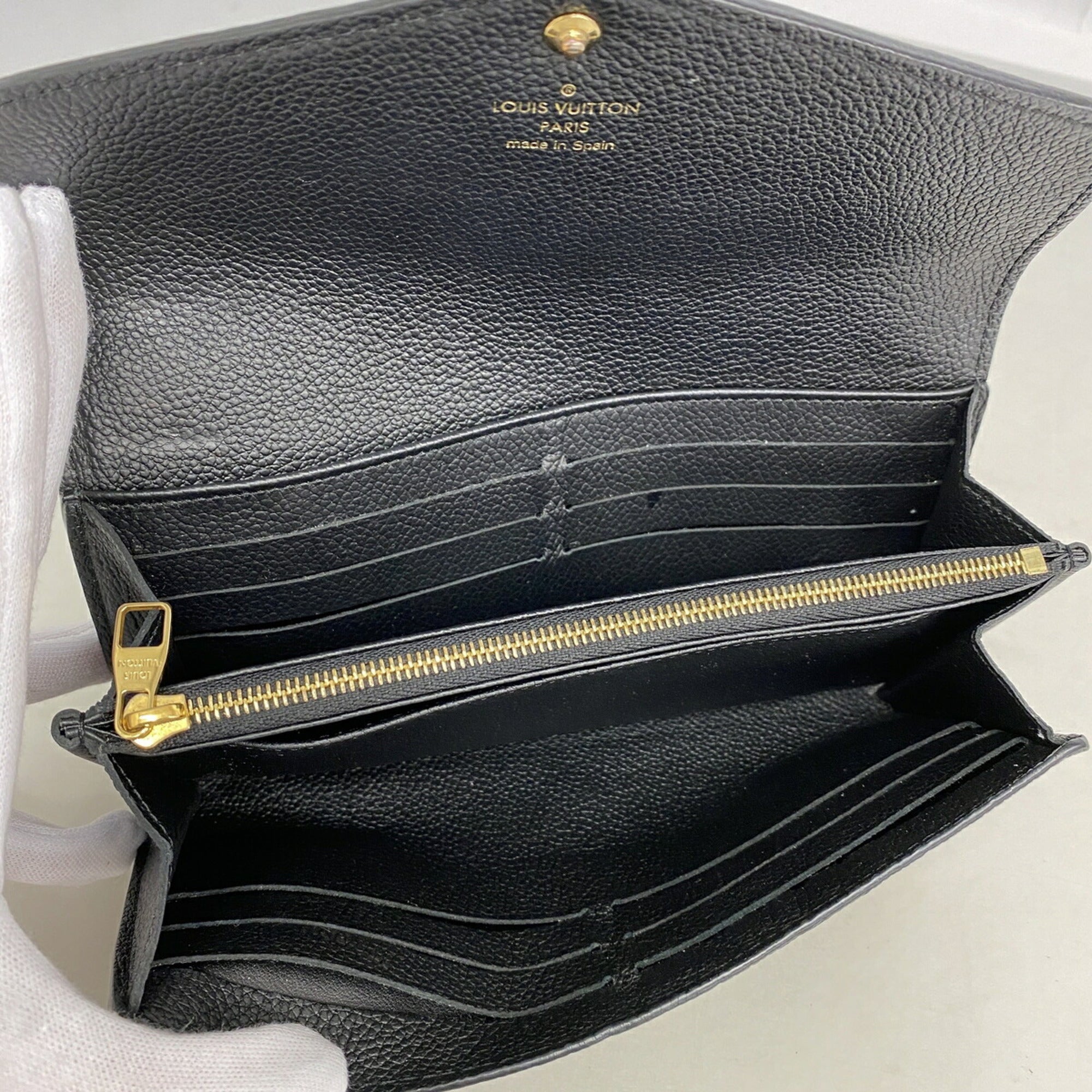 Louis Vuitton Beige Black Long Wallet (Bi-Fold) (Pre-Owned)