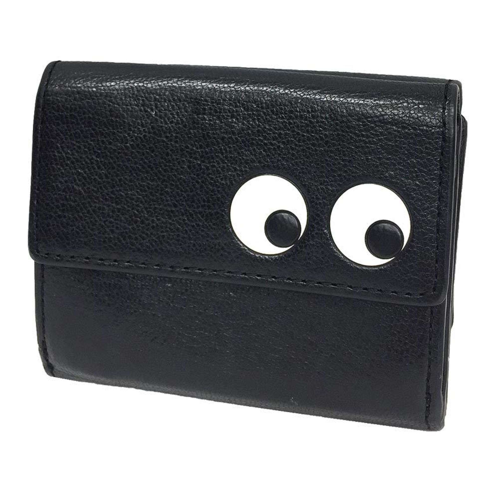 Anya Hindmarch Black Leather Wallet (Tri-Fold) (Pre-Owned)