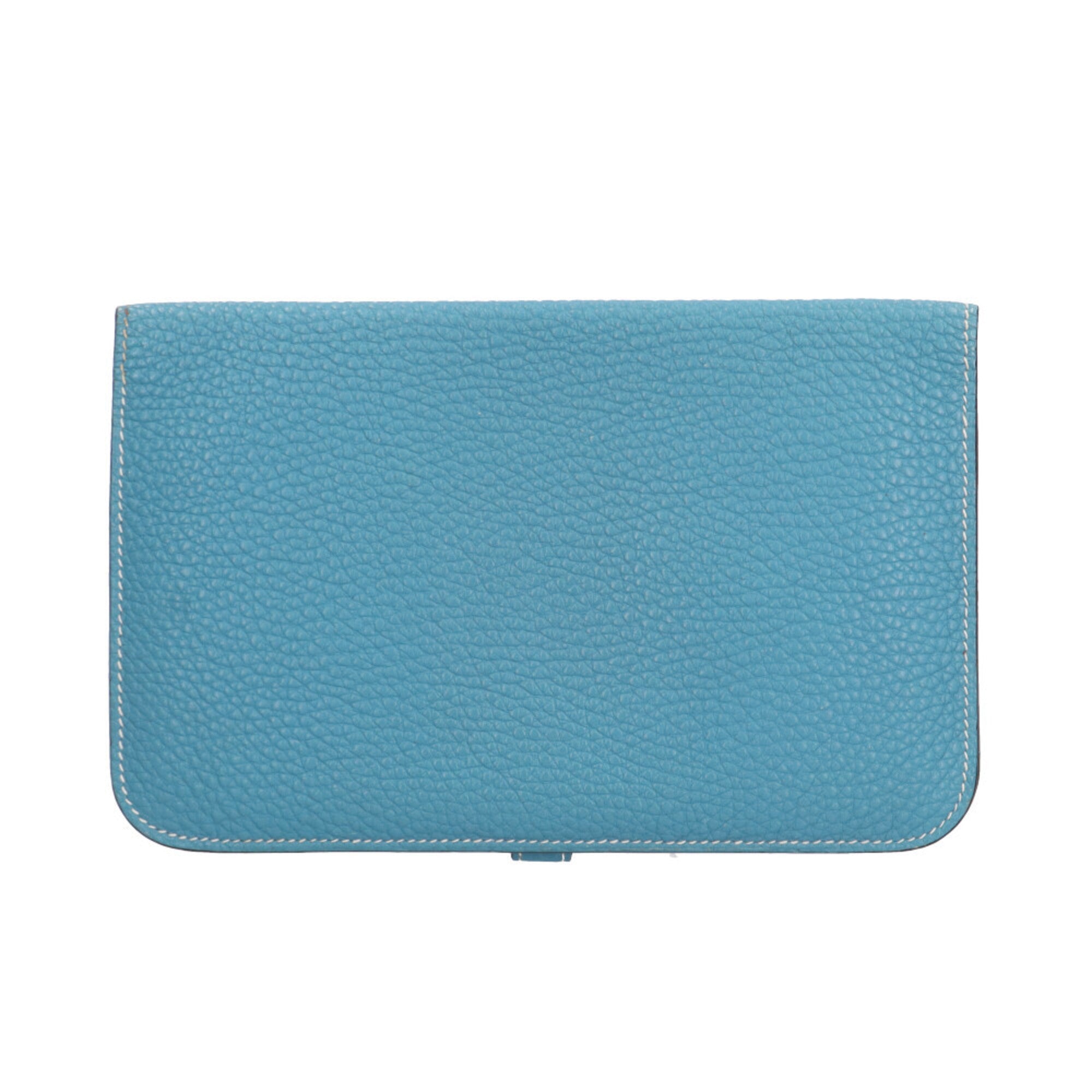 Hermes Blue Blue Jean Taurillon Clemence Leather Long Wallet (Bi-Fold) (Pre-Owned)