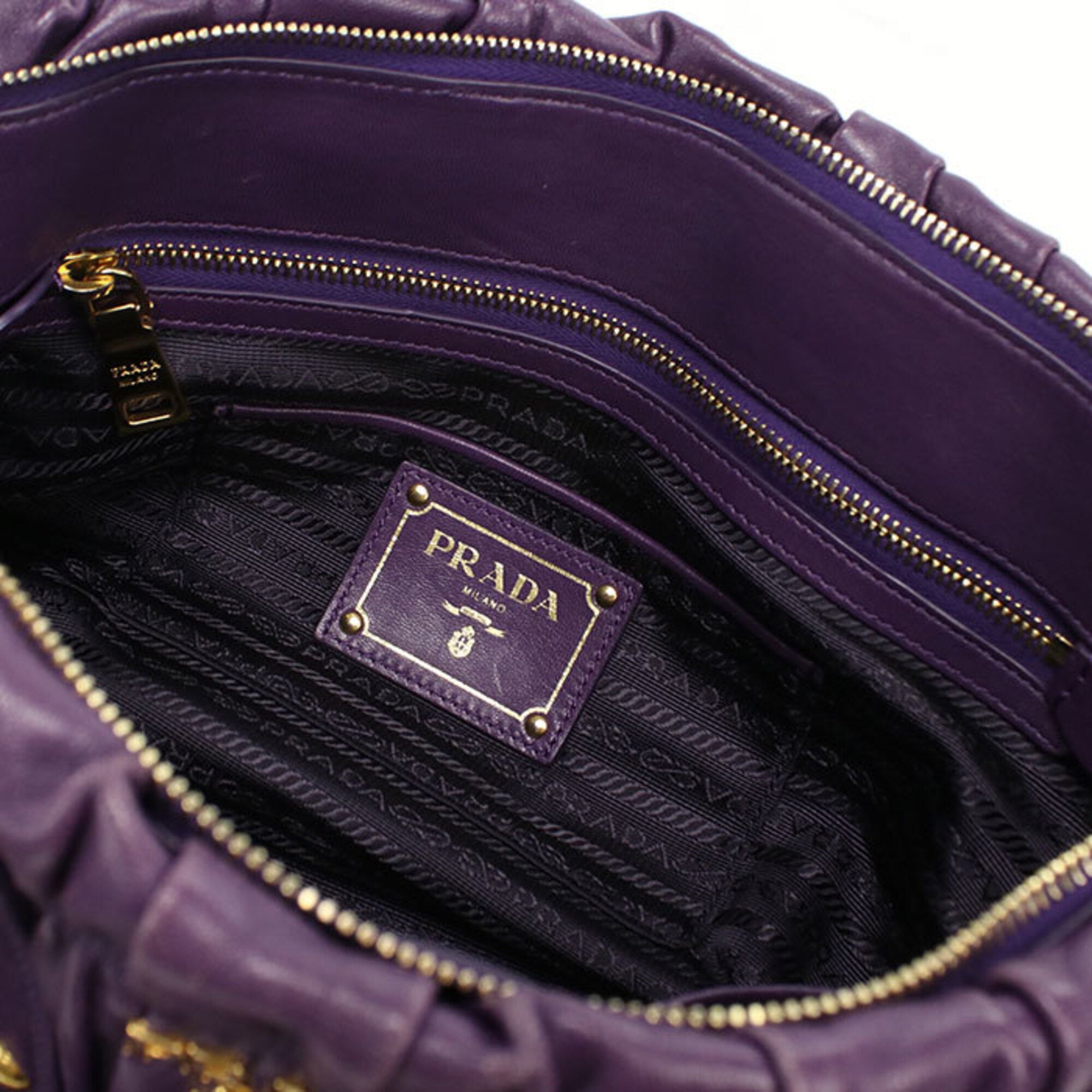 Prada Purple Leather Handbag Tote Bag (Pre-Owned)