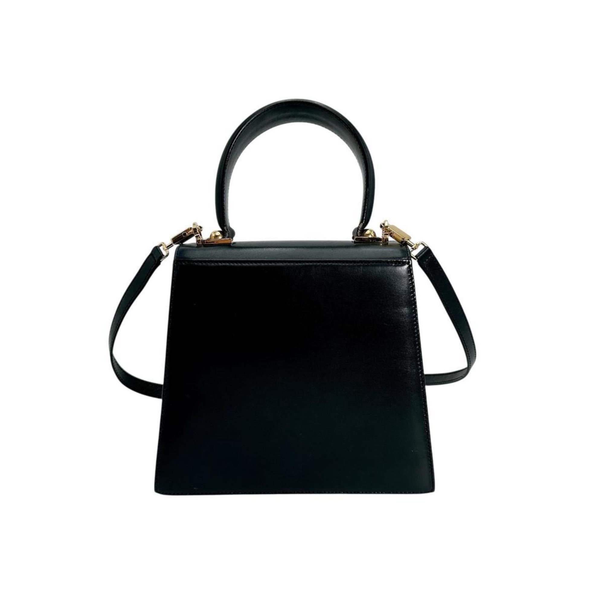Salvatore Ferragamo Black Leather Handbag Shoulder Bag (Pre-Owned)