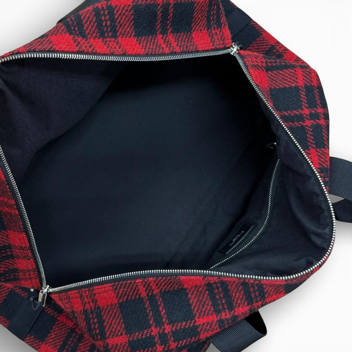 Yves Saint Laurent Black Red Color Wool Leather Boston Bag (Pre-Owned)