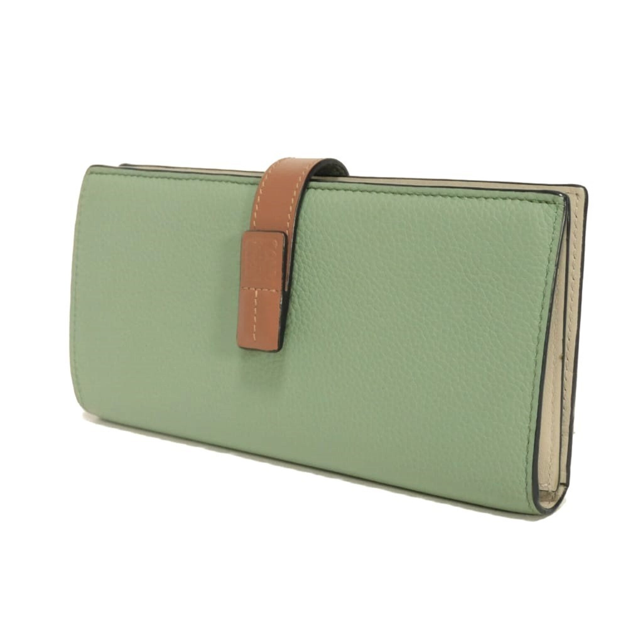 Loewe Green Leather Long Wallet (Bi-Fold) (Pre-Owned)