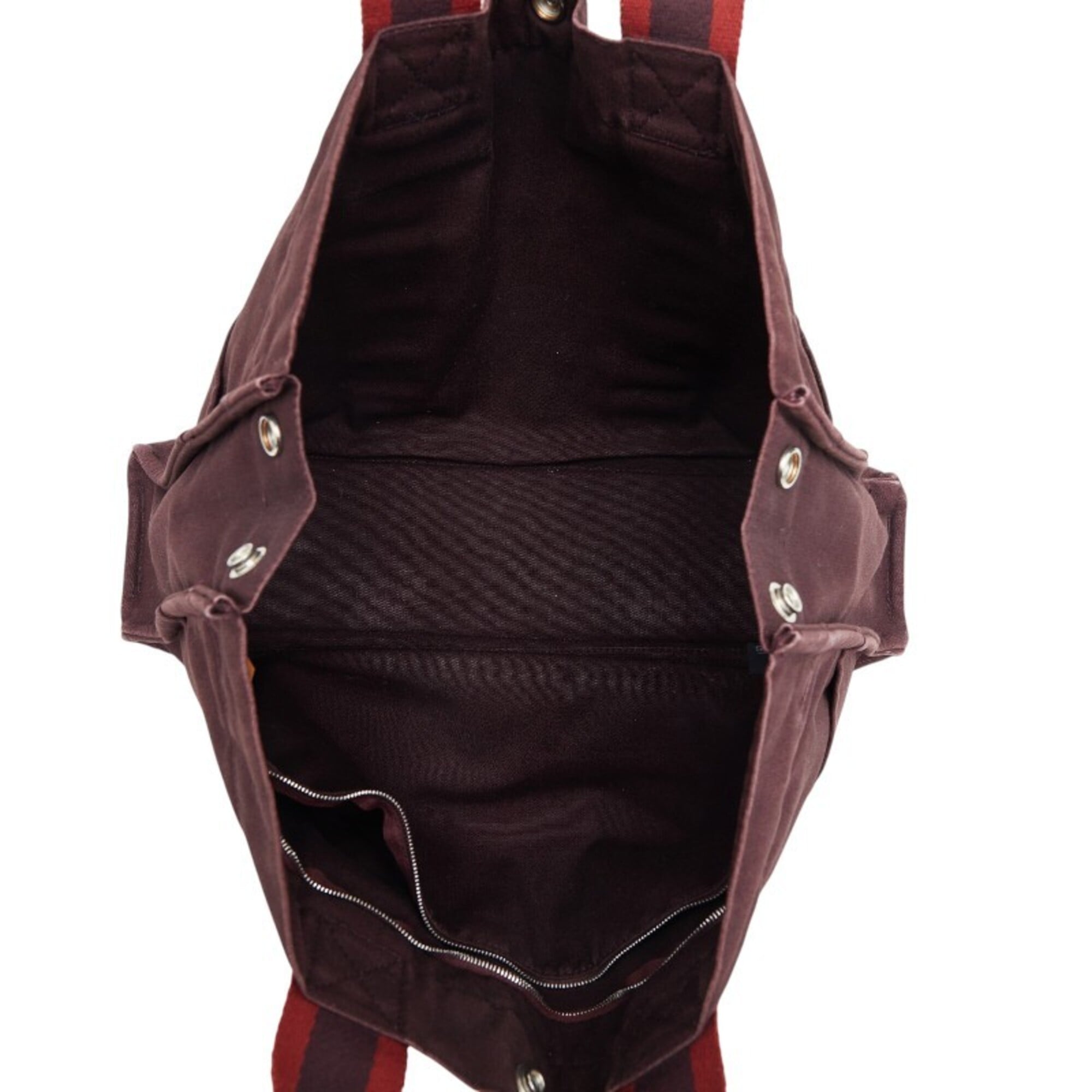 Hermes Red Color Wine Canvas Handbag Tote Bag (Pre-Owned)