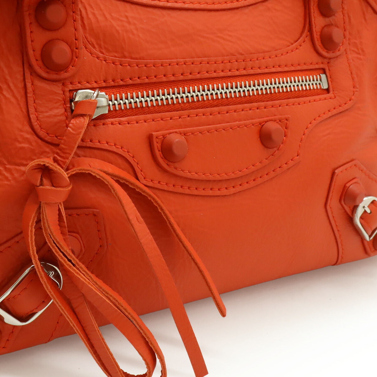 Balenciaga Red Color Leather Handbag Shoulder Bag (Pre-Owned)