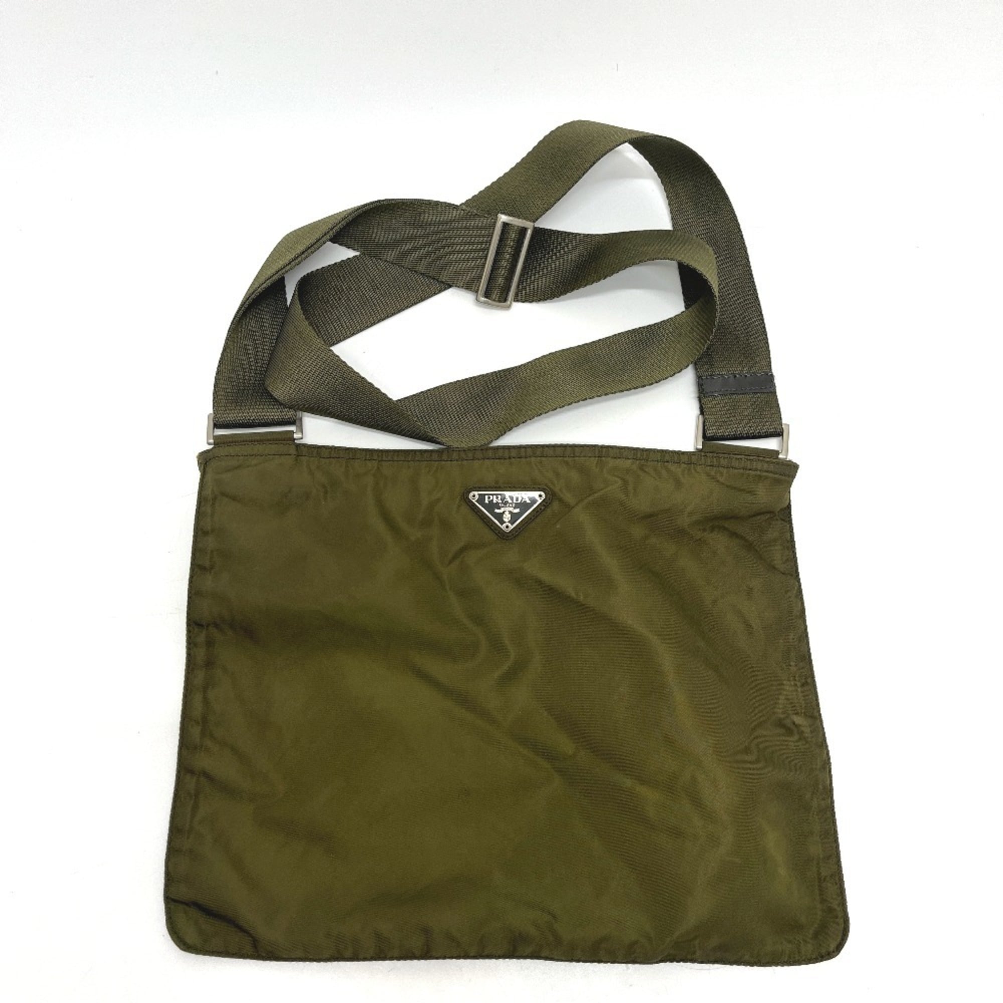 Prada Khaki Nylon Handbag Shoulder Bag (Pre-Owned)