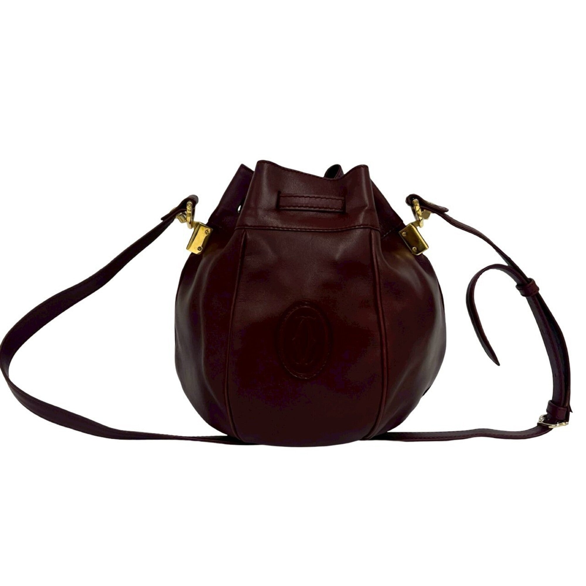 Cartier Wine Red Leather Pochette Shoulder Bag (Pre-Owned)
