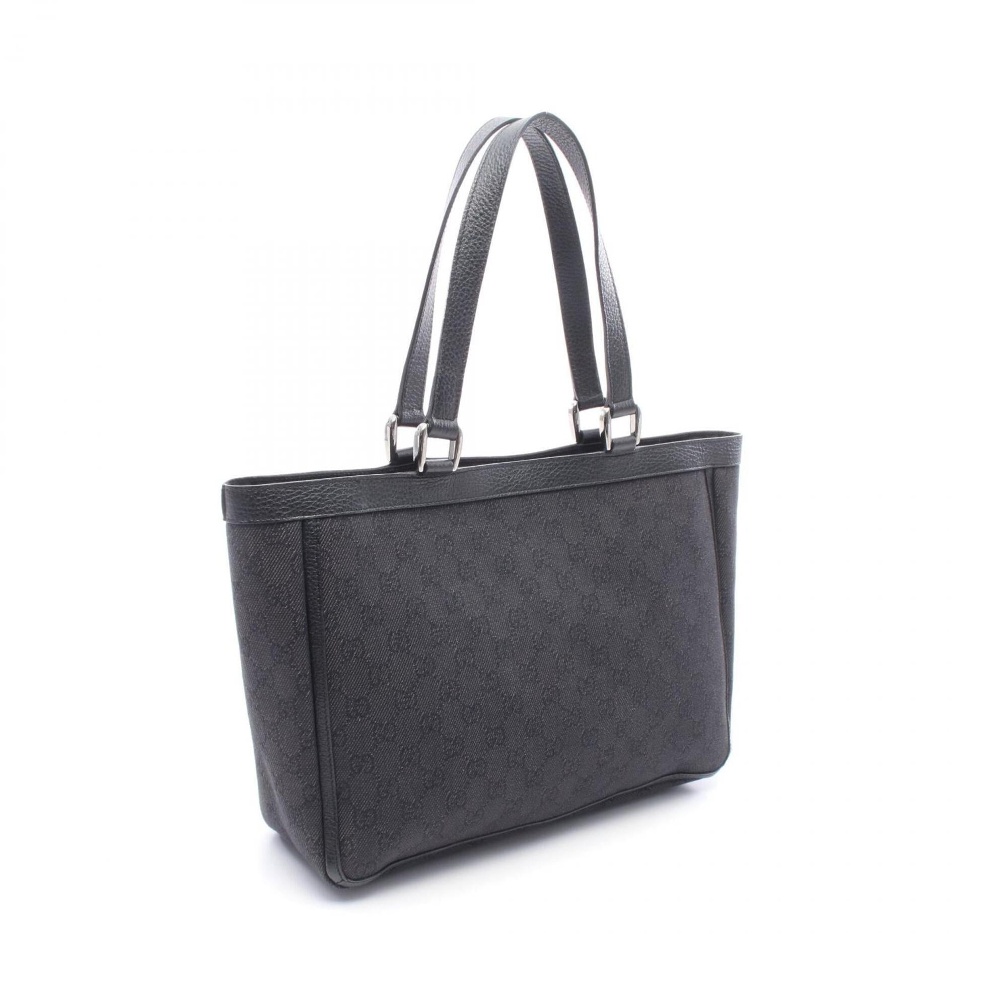 Gucci Black Canvas Leather Handbag Tote Bag (Pre-Owned)