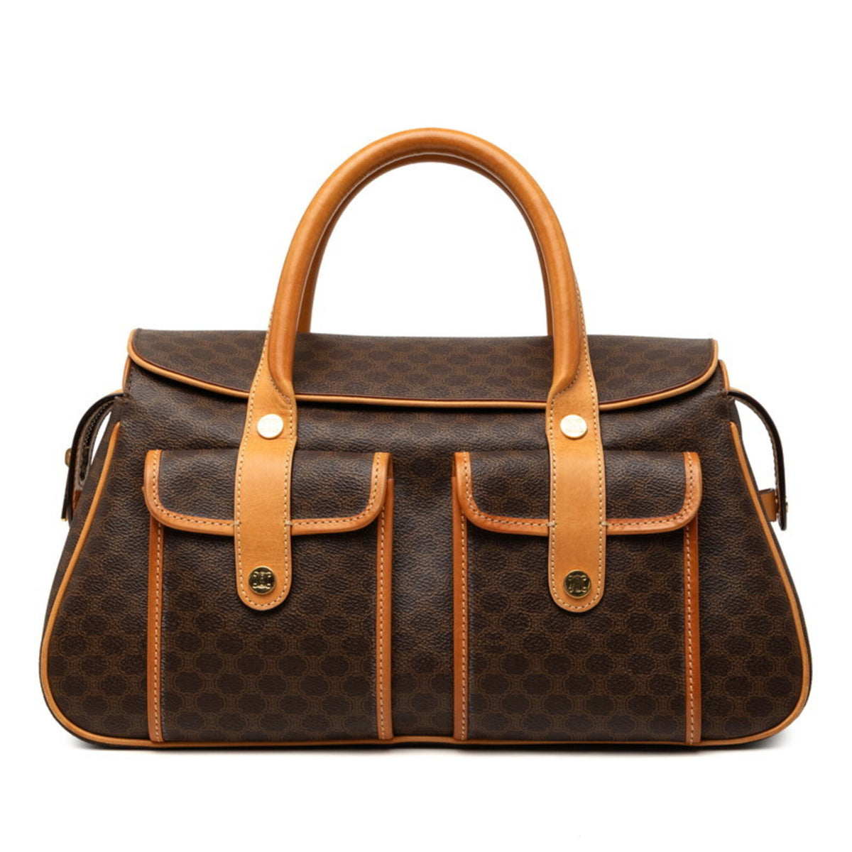 Celine Brown Pvc Leather Boston Bag Handbag (Pre-Owned)