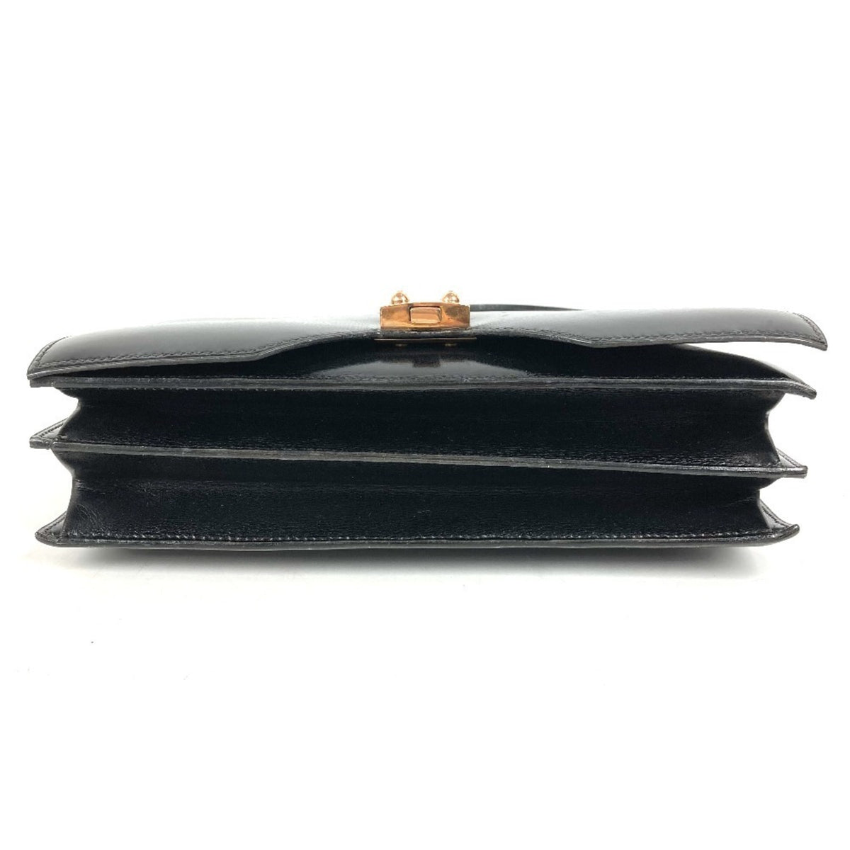 Hermes Black Box Calf Leather Handbag Tote Bag (Pre-Owned)