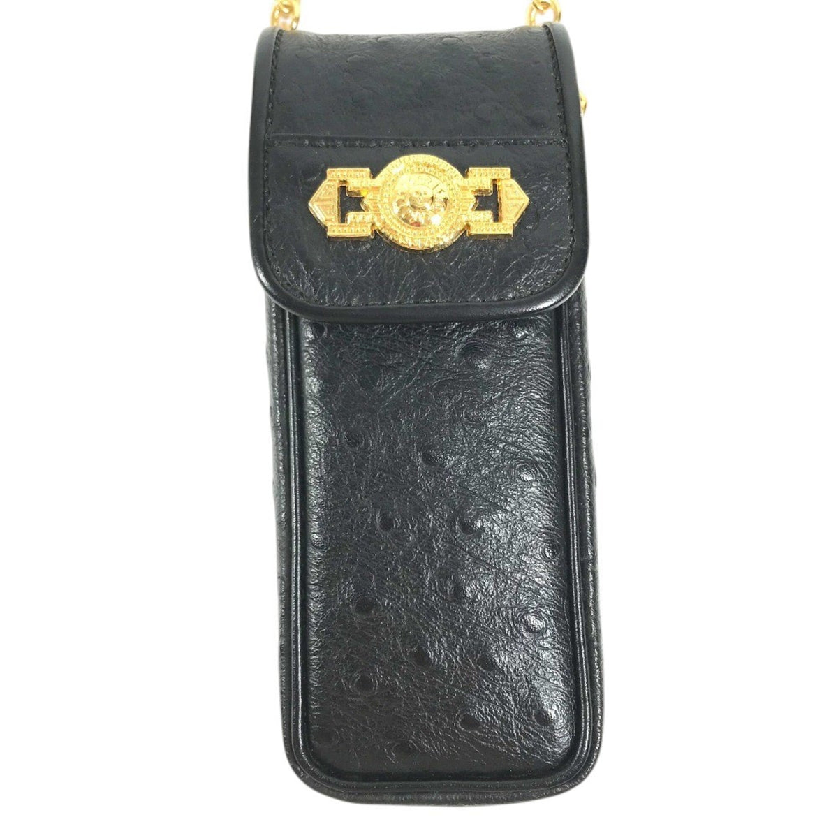 Versace Black Leather Handbag Pouch (Pre-Owned)