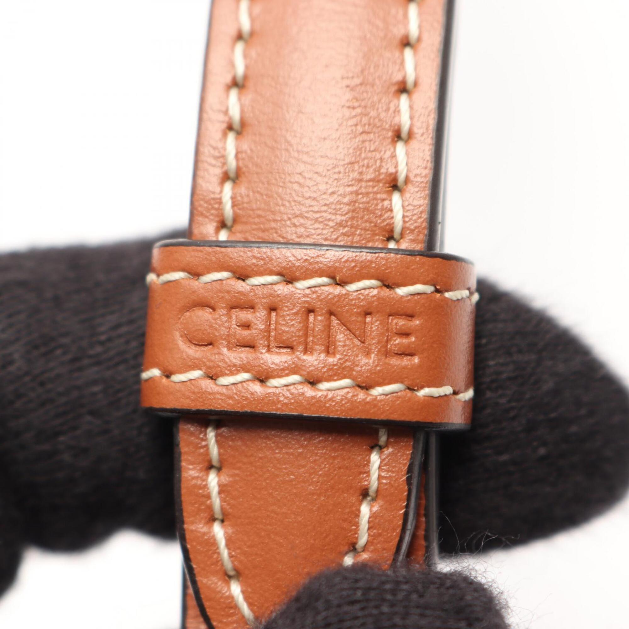 Celine Black Brown Coated Canvas Leather Handbag Shoulder Bag (Pre-Owned)