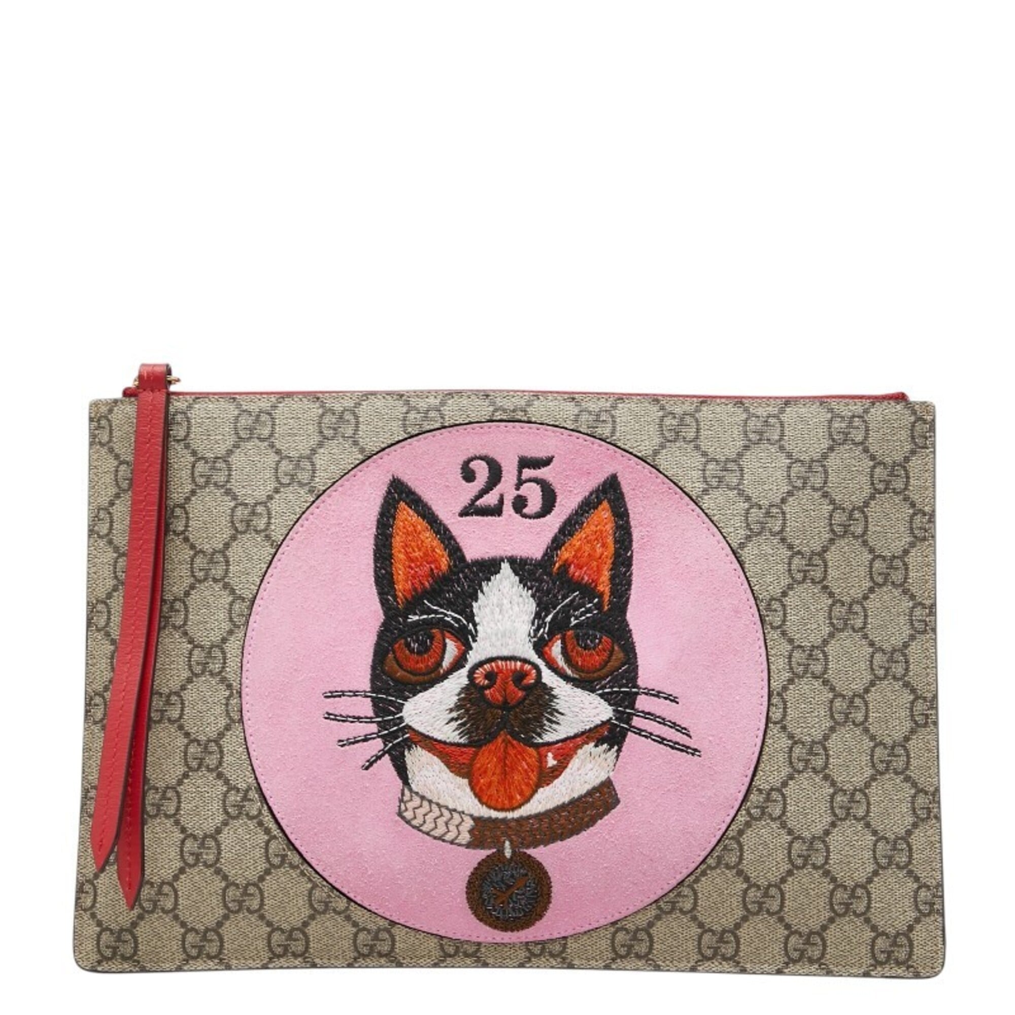 Gucci Beige Multi-Color Pvc Leather Suede Clutch Bag (Pre-Owned)