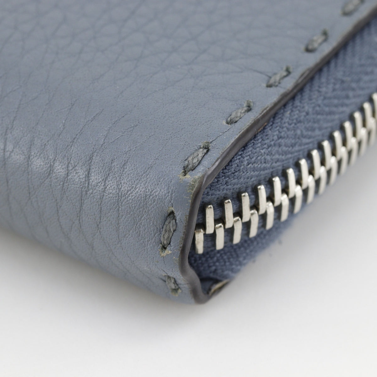 Fendi Selleria Light Blue Leather Long Wallet (Bi-Fold) (Pre-Owned)