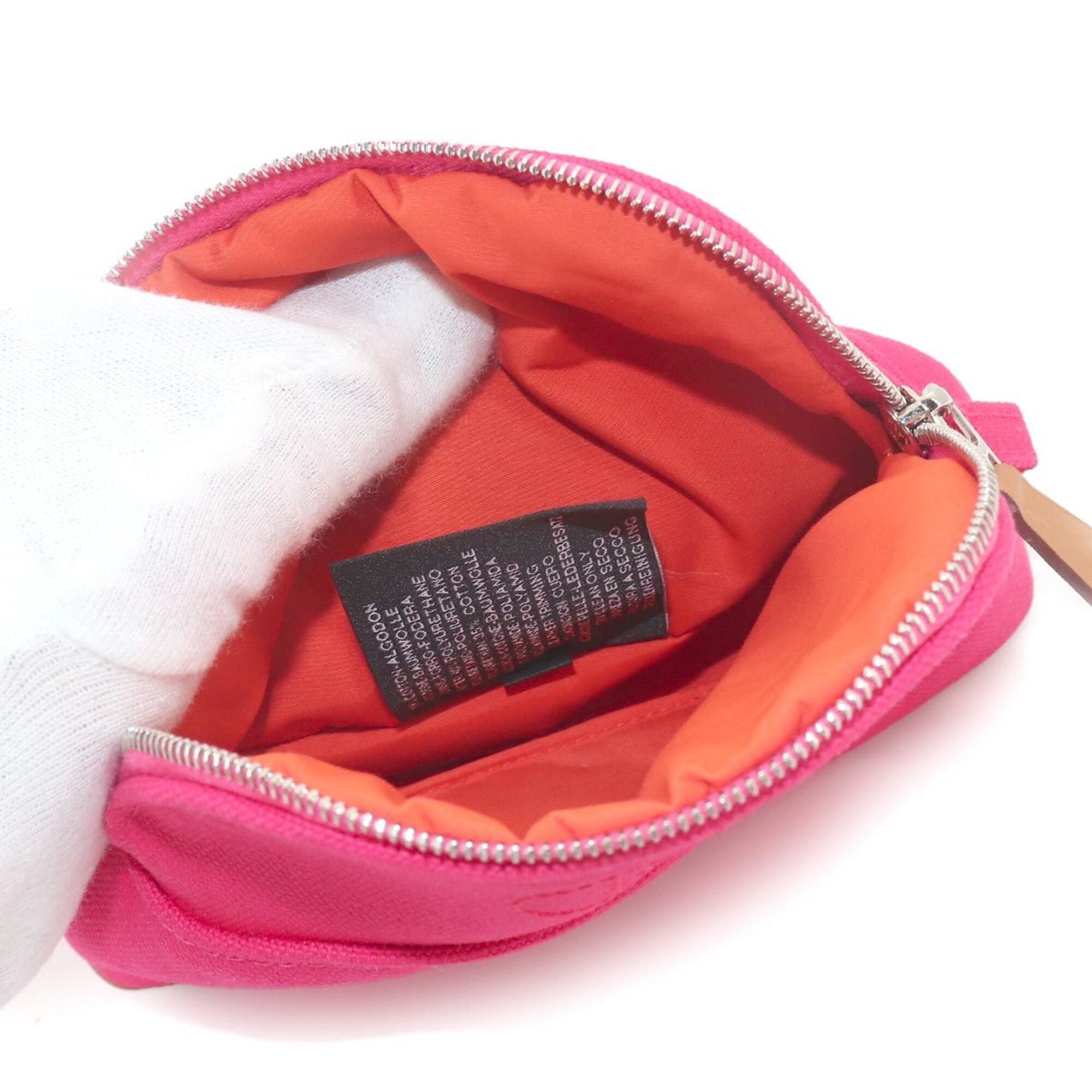 Hermes Pink Cotton Canvas Leather Pouch (Pre-Owned)