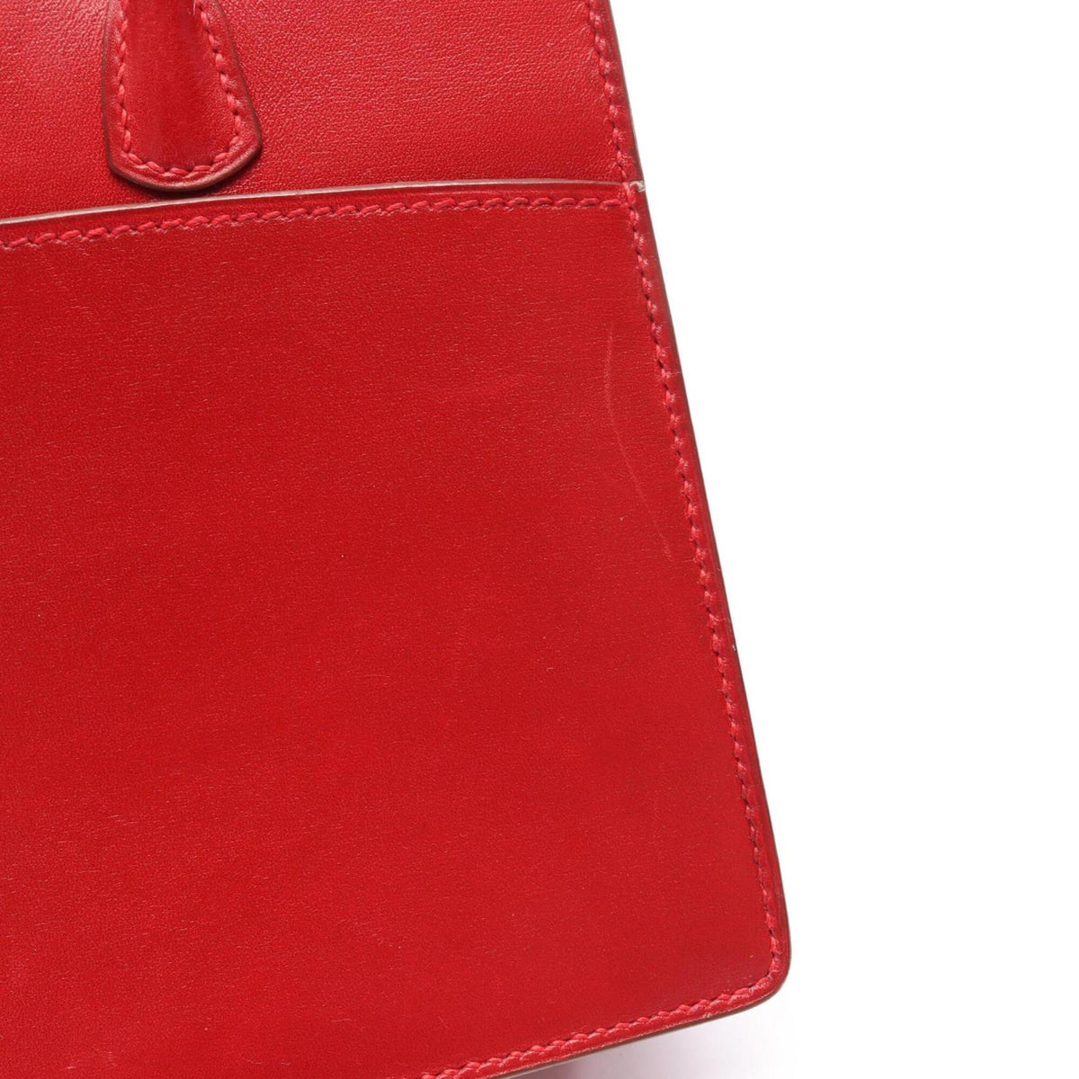 Hermes Red Color Box Calf Leather Handbag (Pre-Owned)