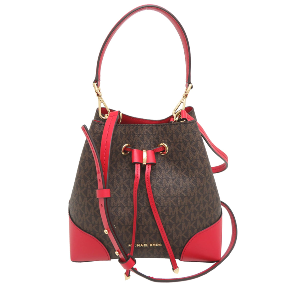 Michael Kors Brown Red Color Pvc Leather Handbag (Pre-Owned)