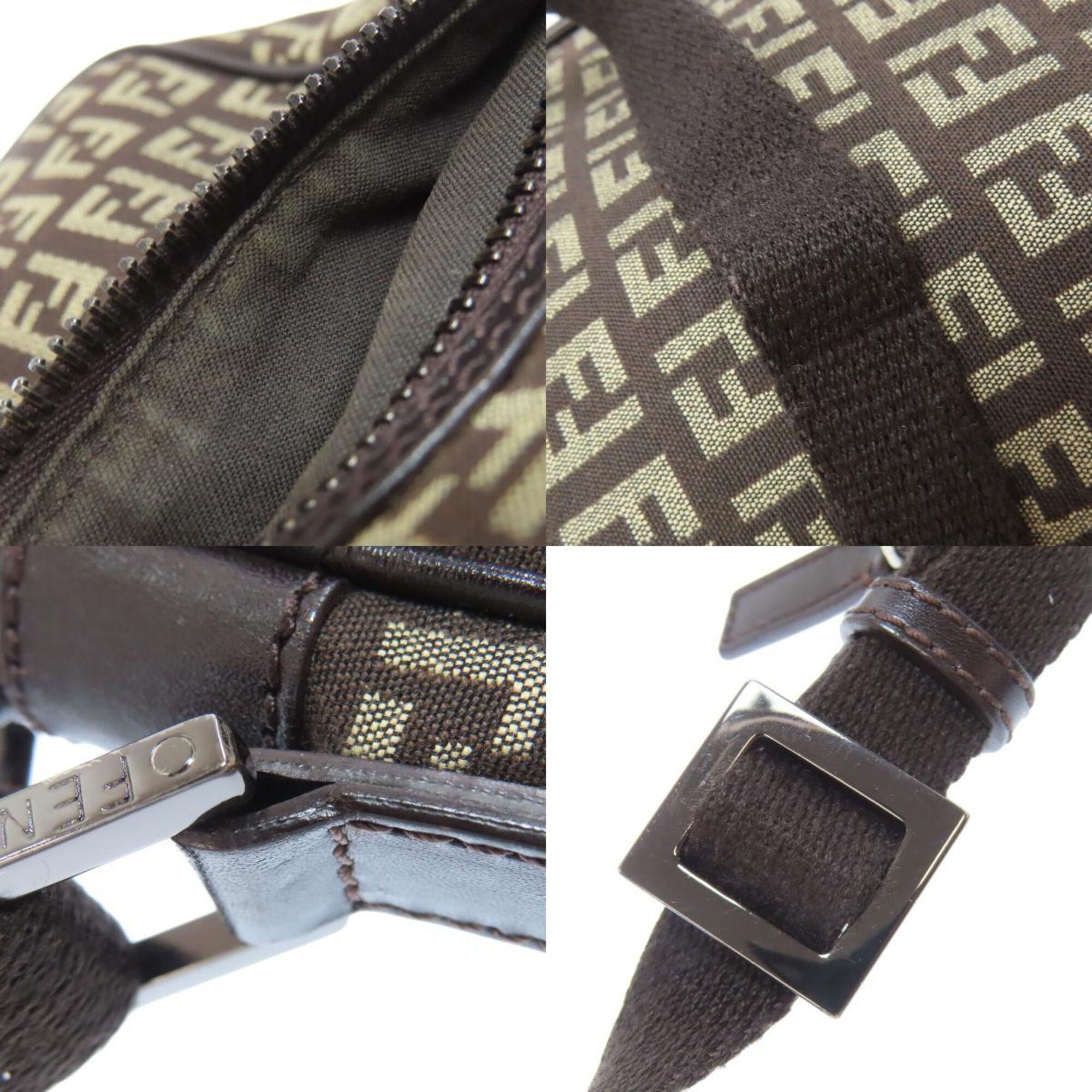 Fendi Dark Brown Canvas Shoulder Bag (Pre-Owned)