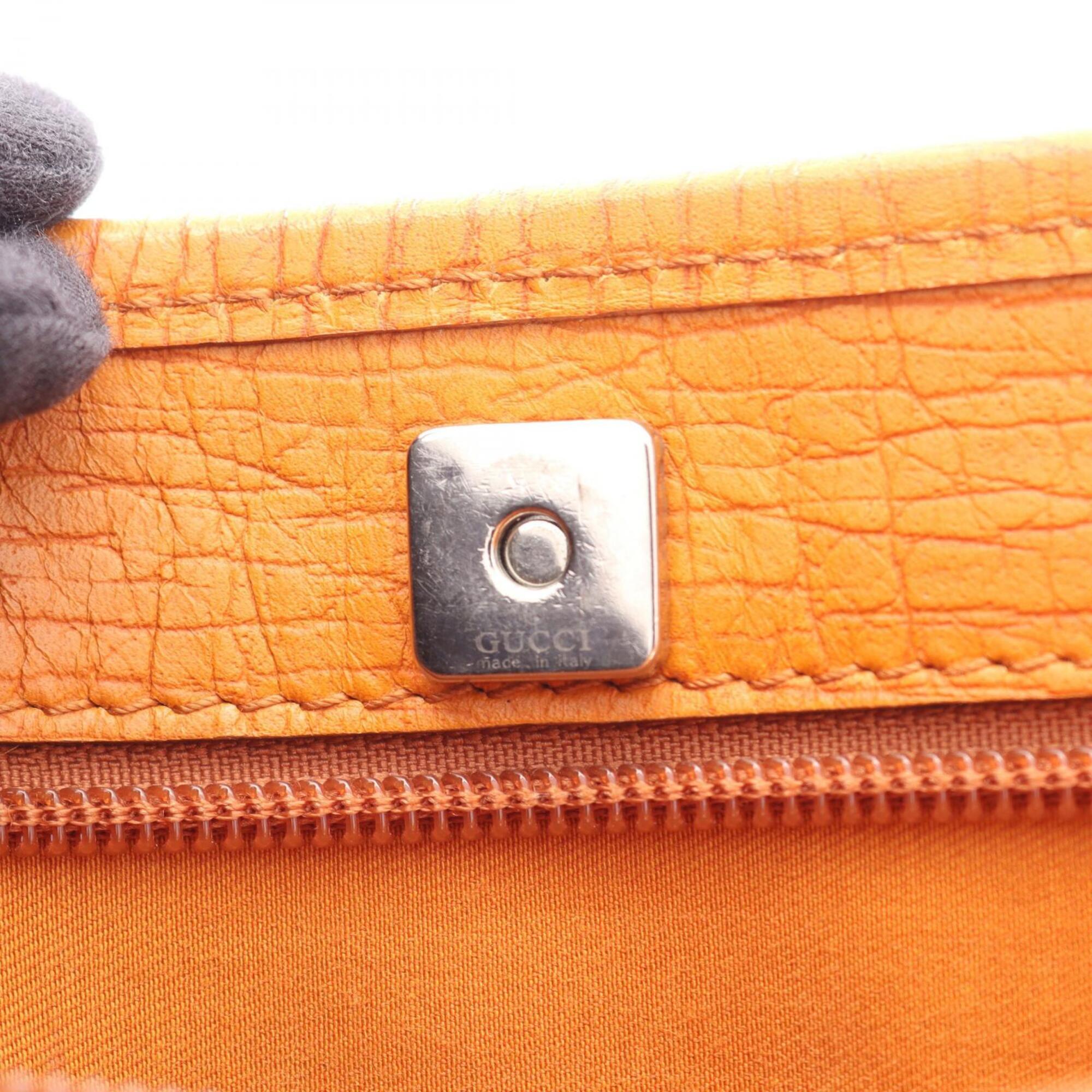 Gucci Beige Orange Pvc Coated Canvas Leather Tote Bag (Pre-Owned)