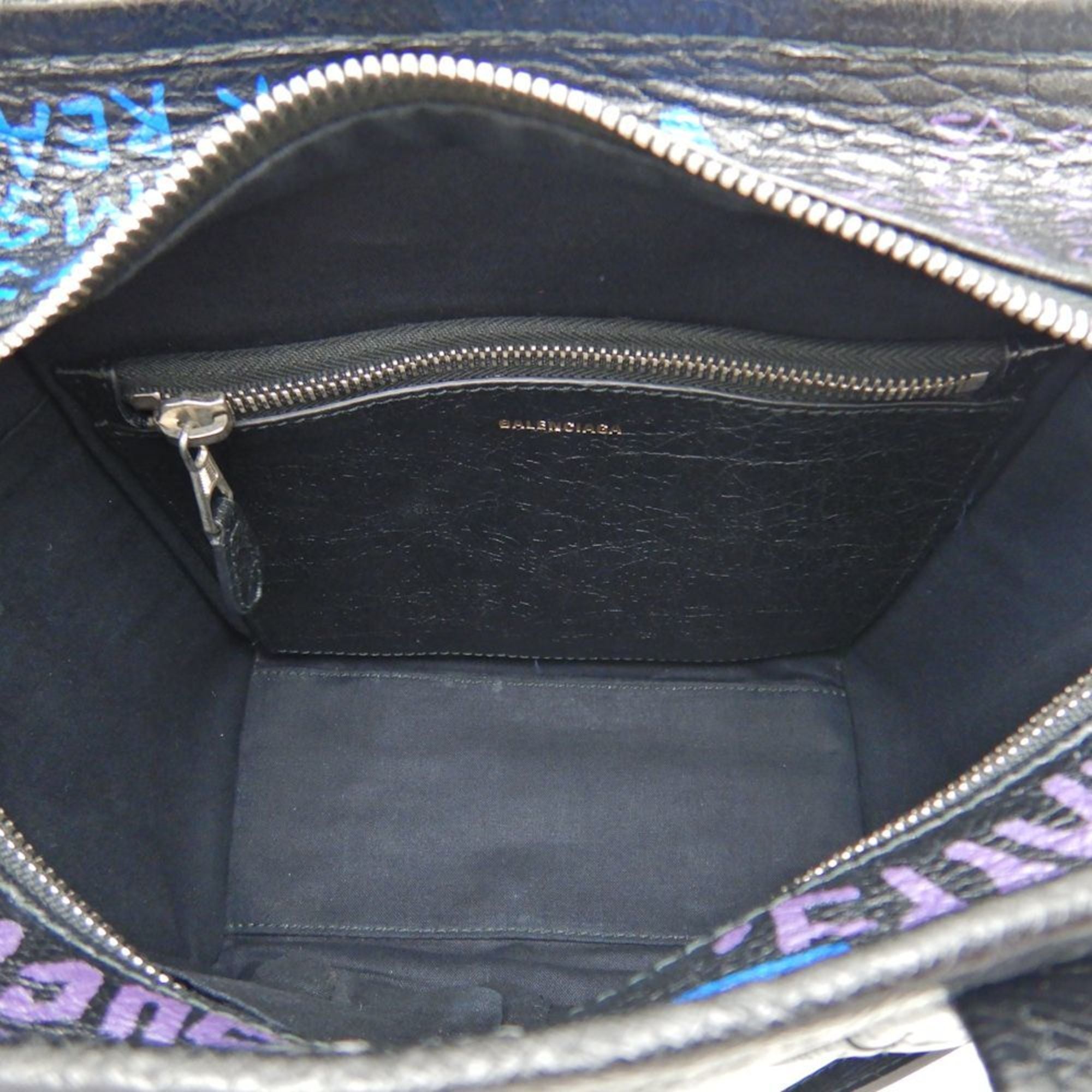 Balenciaga Black Blue Leather Handbag (Pre-Owned)