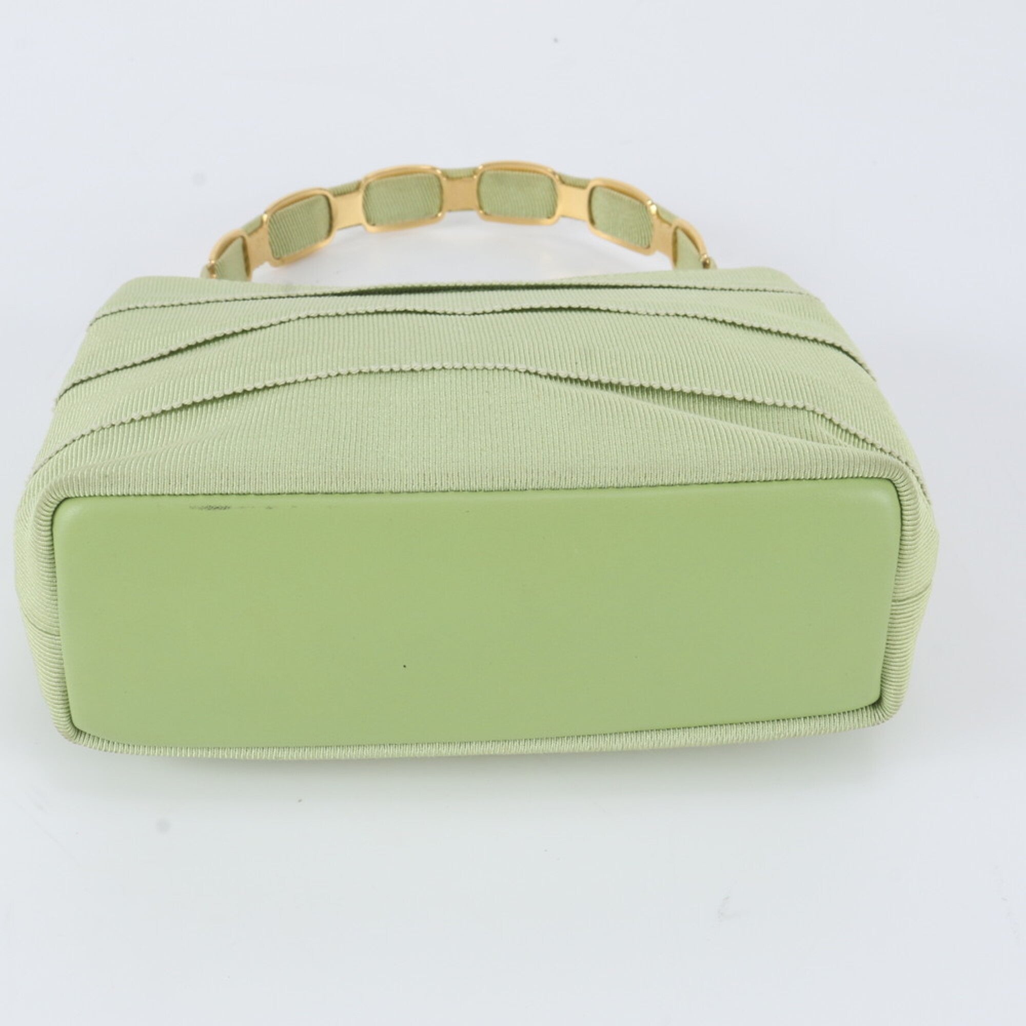 Salvatore Ferragamo Green Leather Canvas Handbag Tote Bag (Pre-Owned)