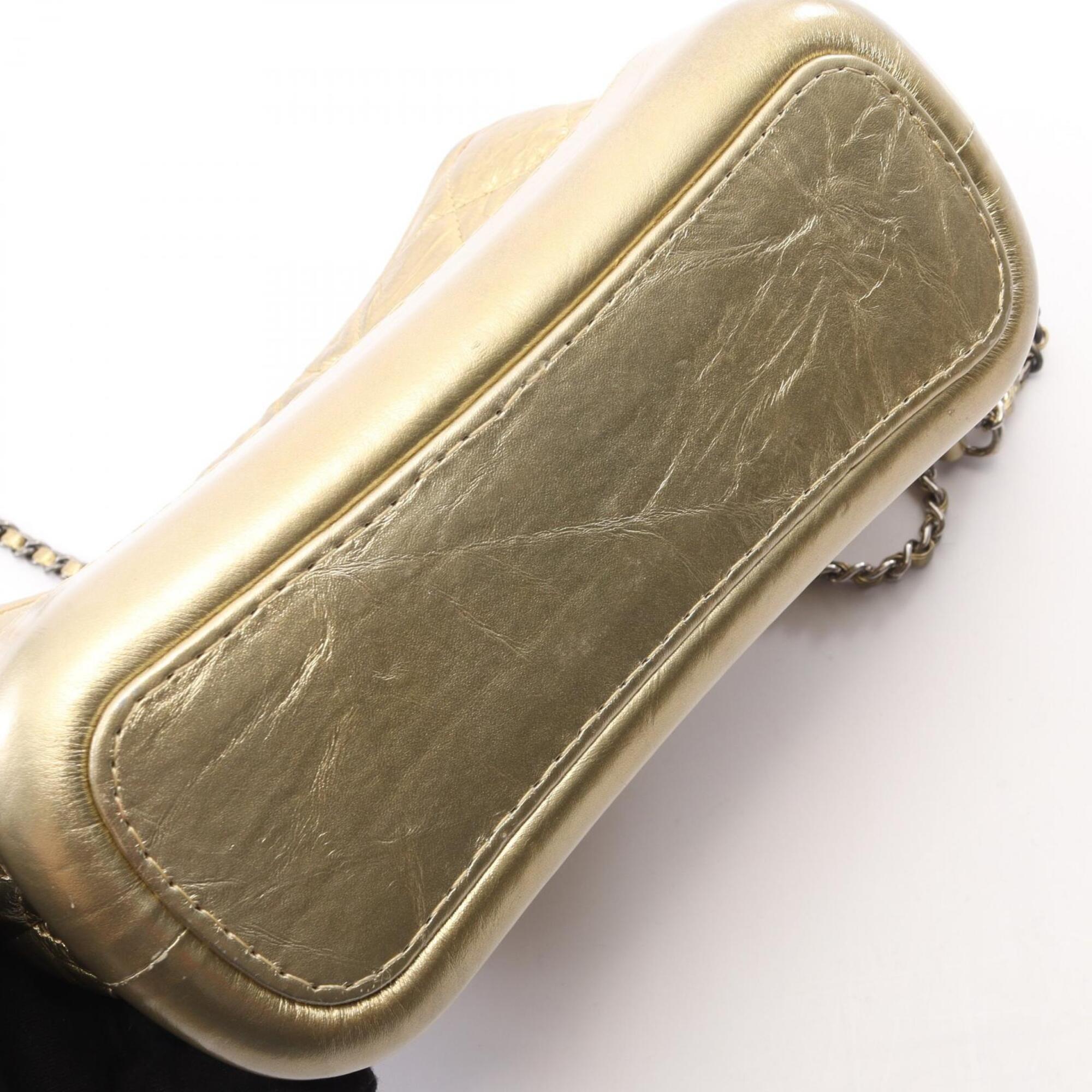 Chanel Gold Leather Handbag Shoulder Bag (Pre-Owned)
