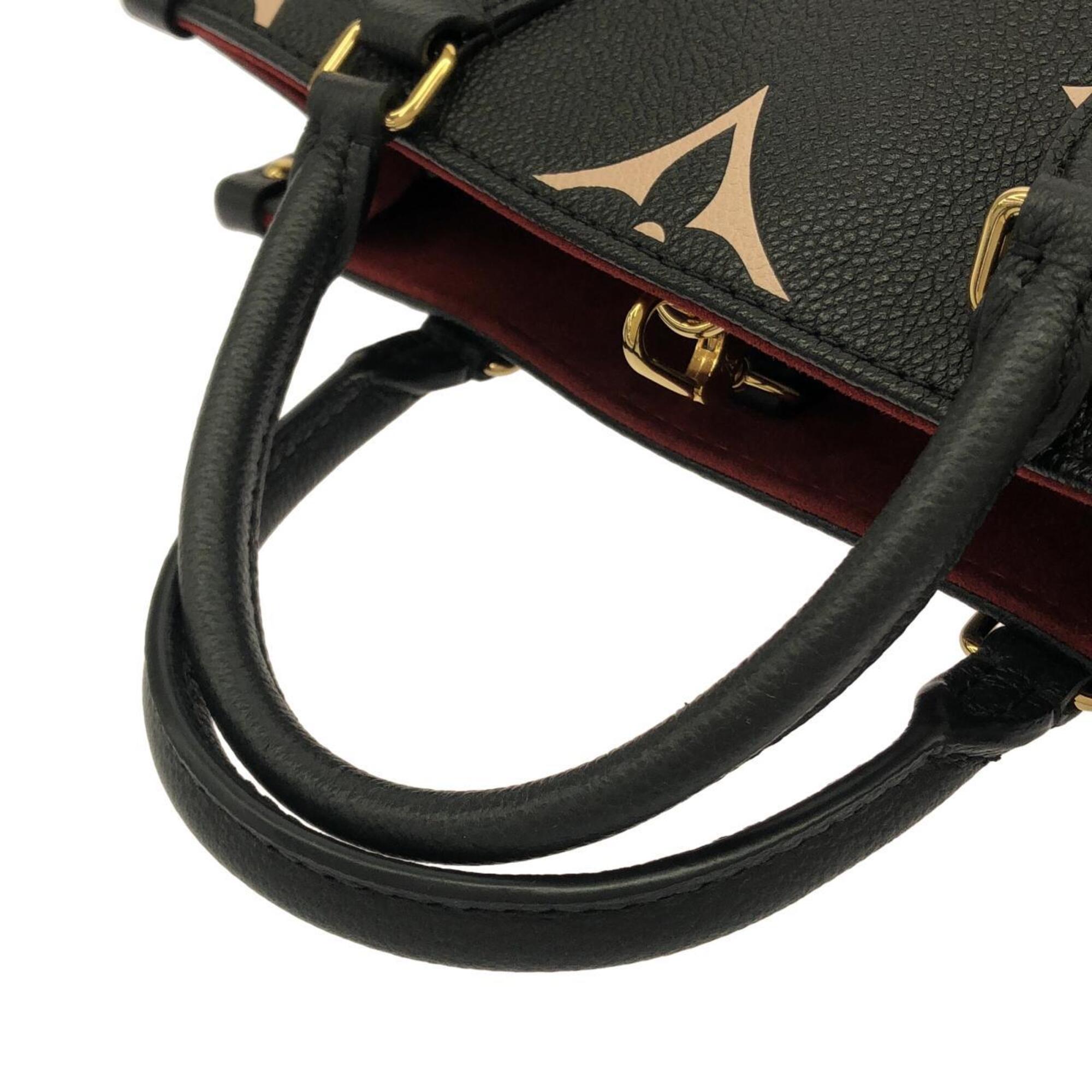 Louis Vuitton Beige Black Leather Handbag (Pre-Owned)