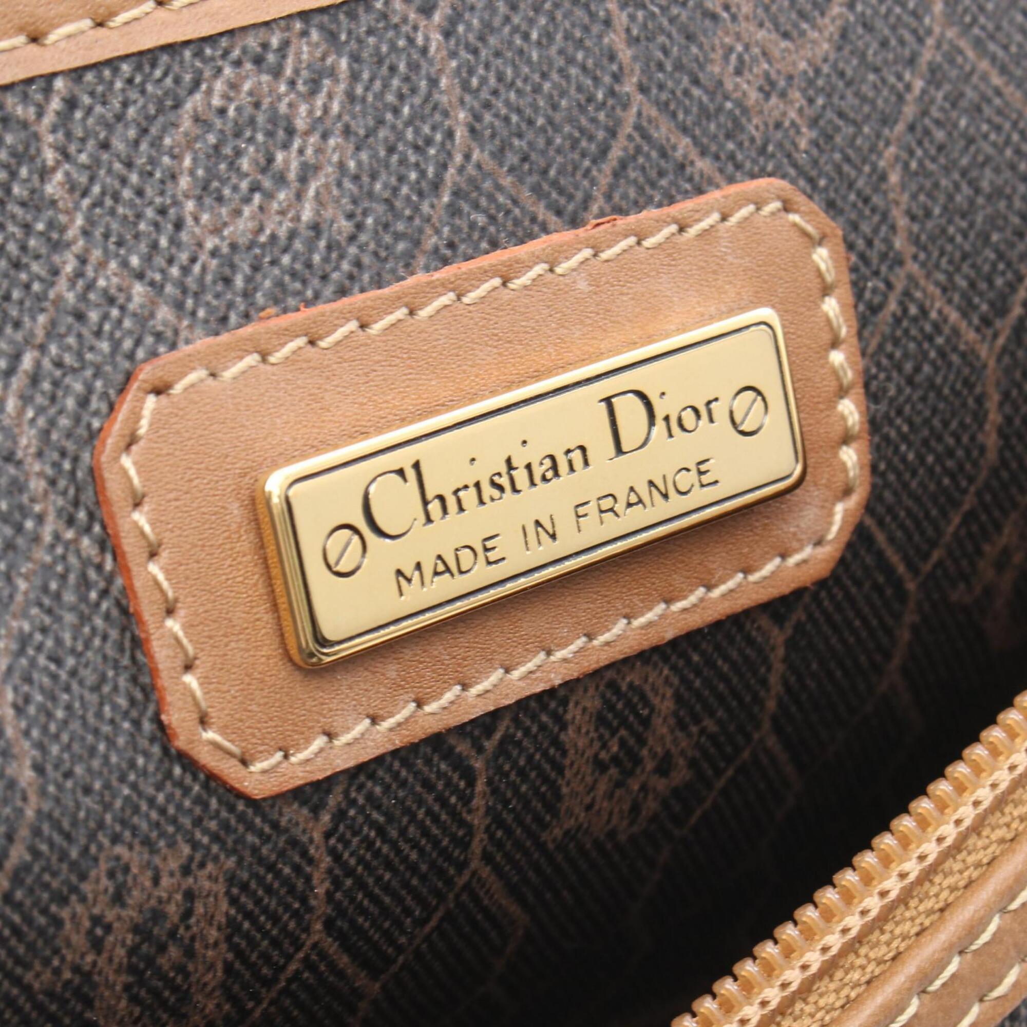 Christian Dior Brown Pvc Leather Boston Bag Handbag (Pre-Owned)