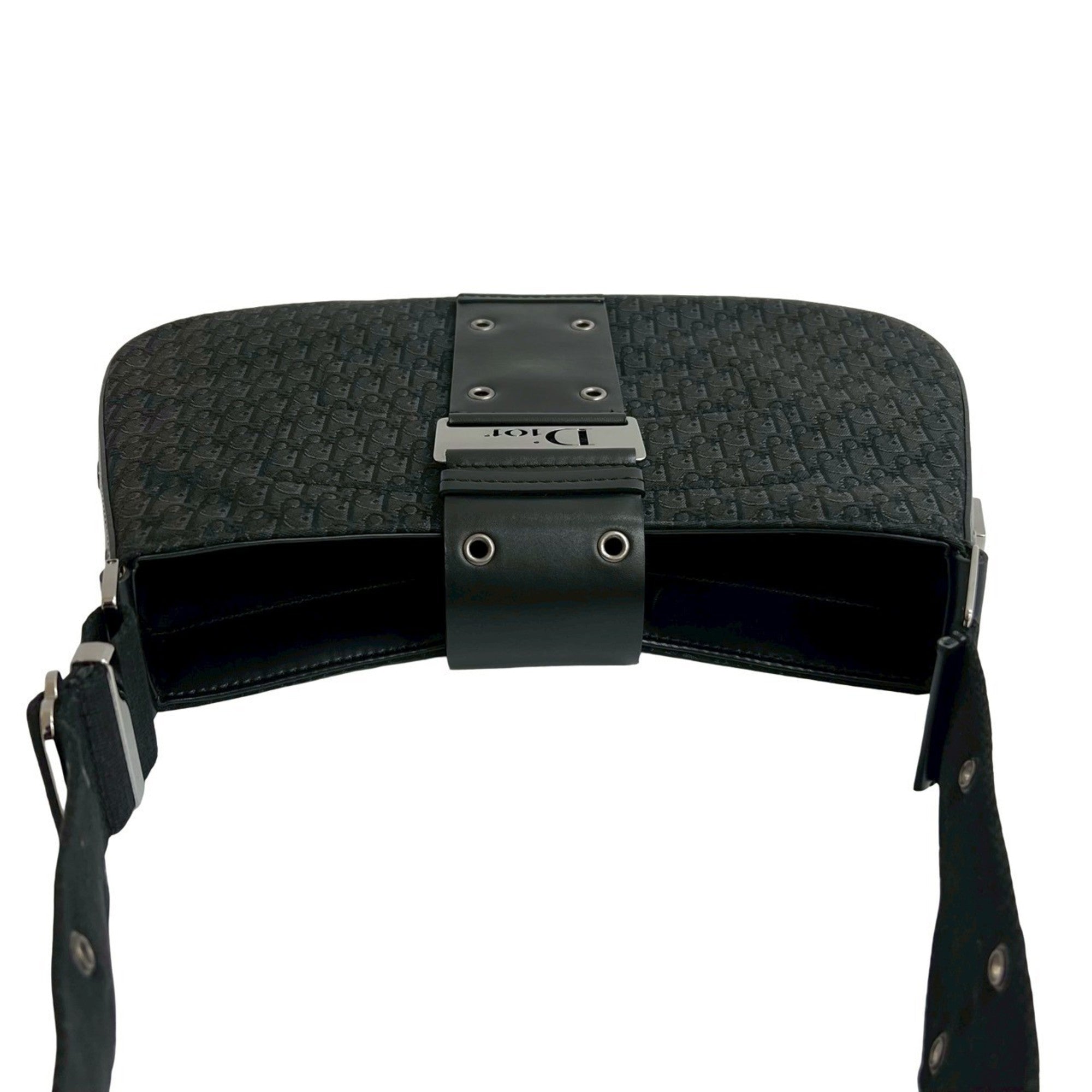 Christian Dior Black Canvas Leather Pochette Shoulder Bag (Pre-Owned)