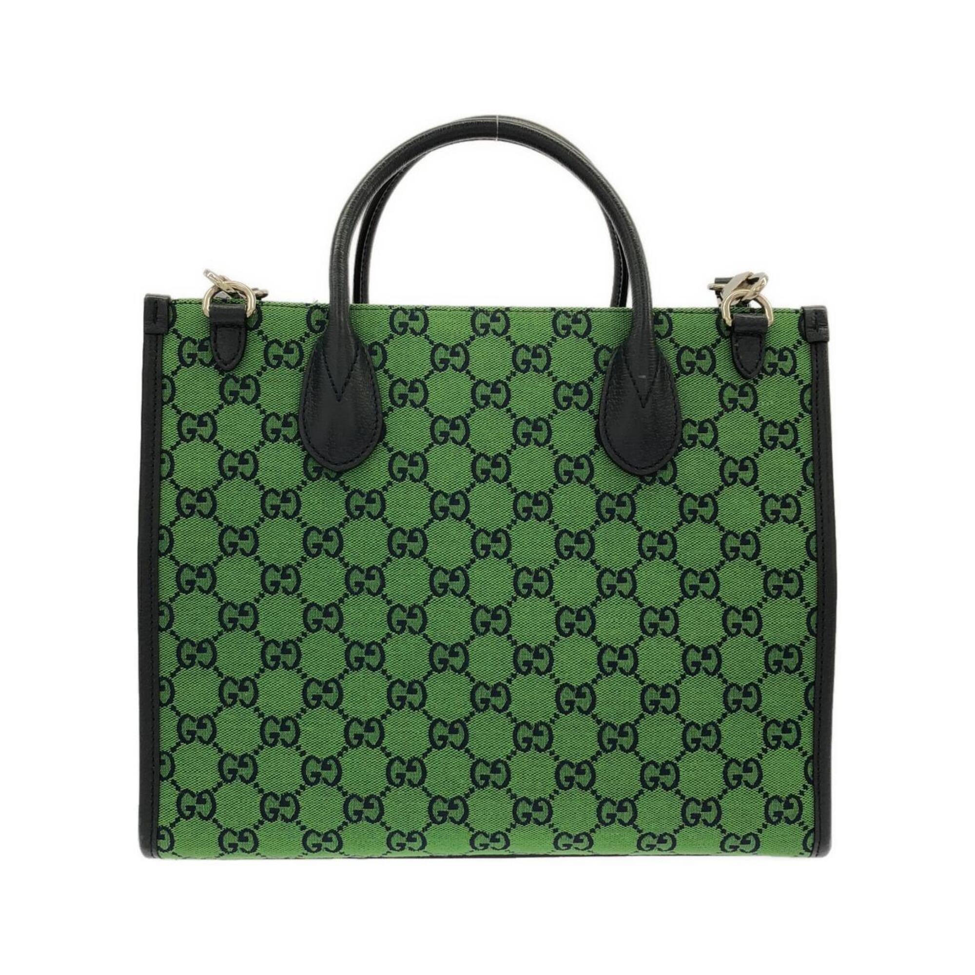 Gucci Green Gg Canvas Handbag (Pre-Owned)