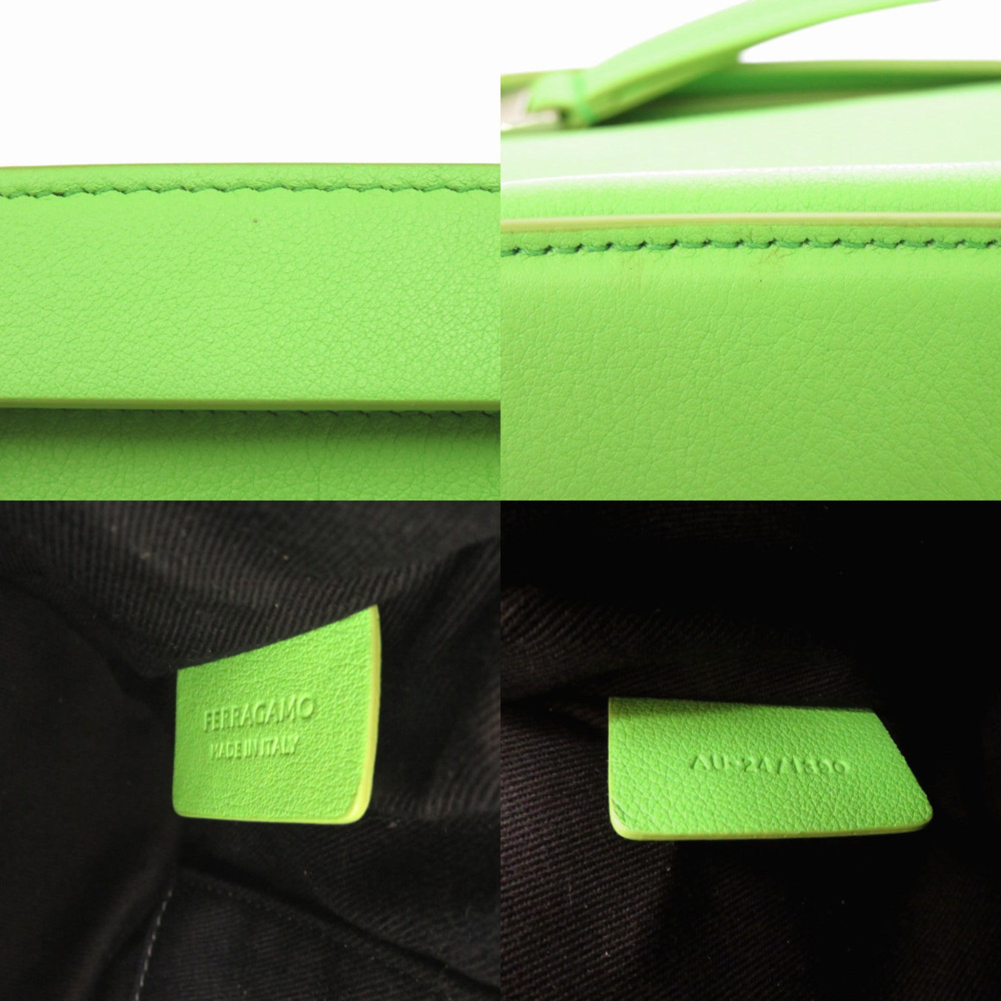 Salvatore Ferragamo Green Leather Clutch Bag (Pre-Owned)