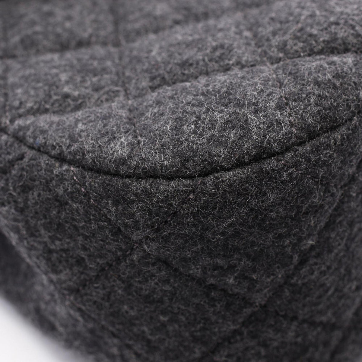 Chanel Gray Felt Handbag Shoulder Bag (Pre-Owned)