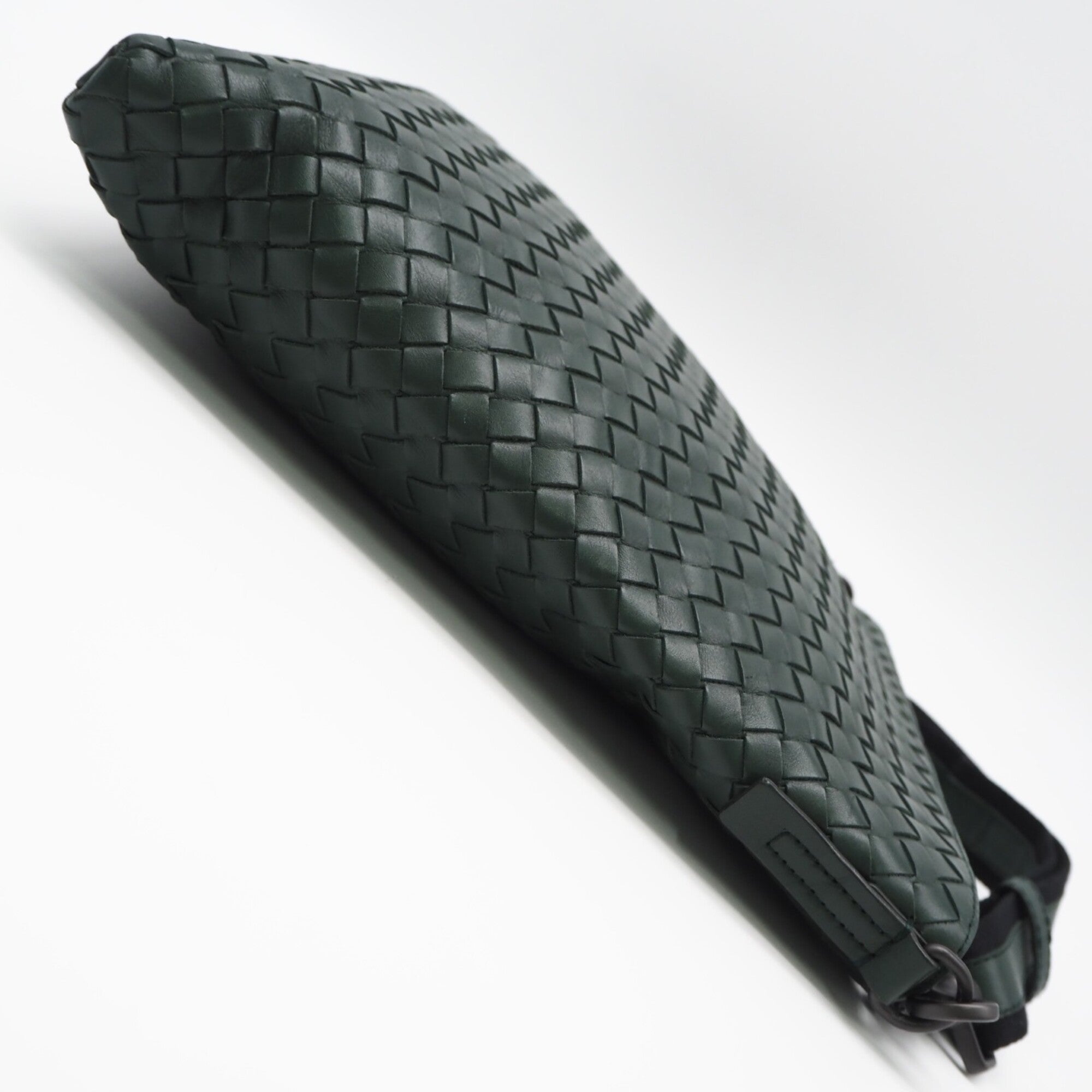 Bottega Veneta Intrecciato Black Green Leather Shoulder Bag (Pre-Owned)