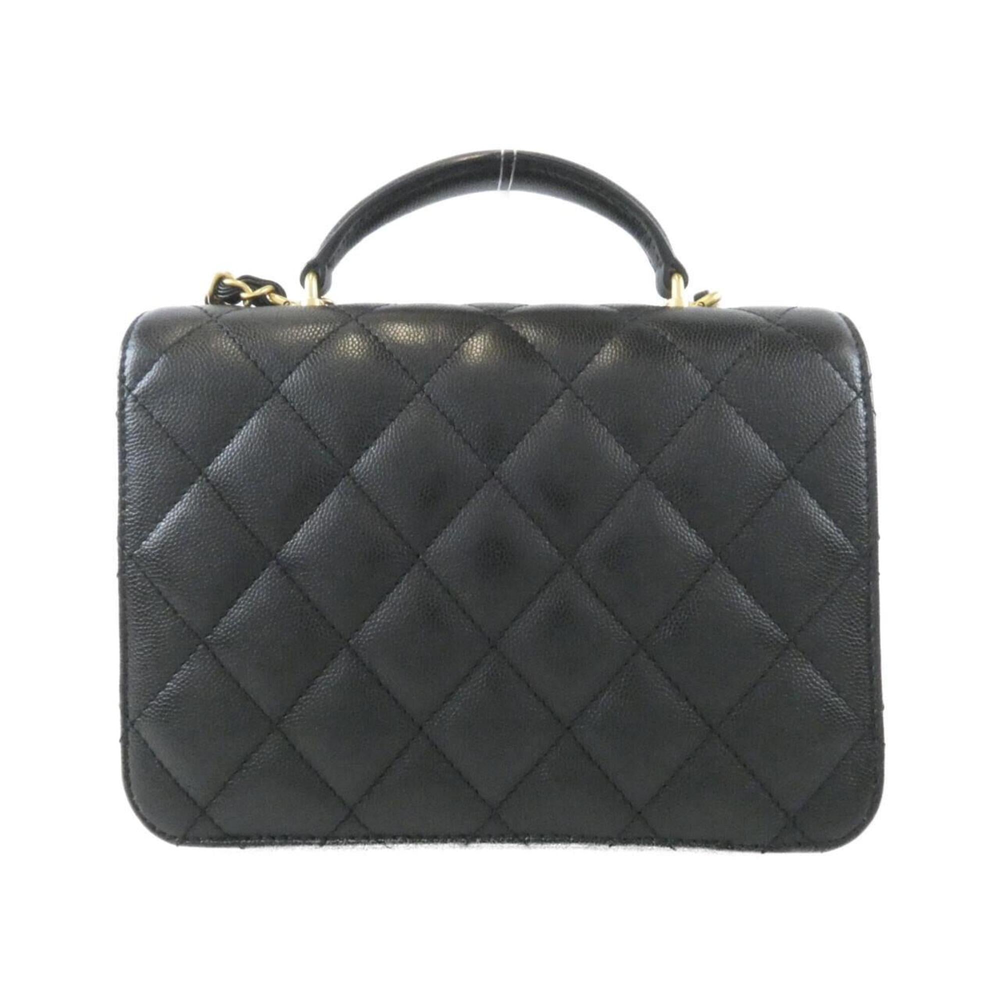 Chanel Black Grained Calfskin Handbag (Pre-Owned)