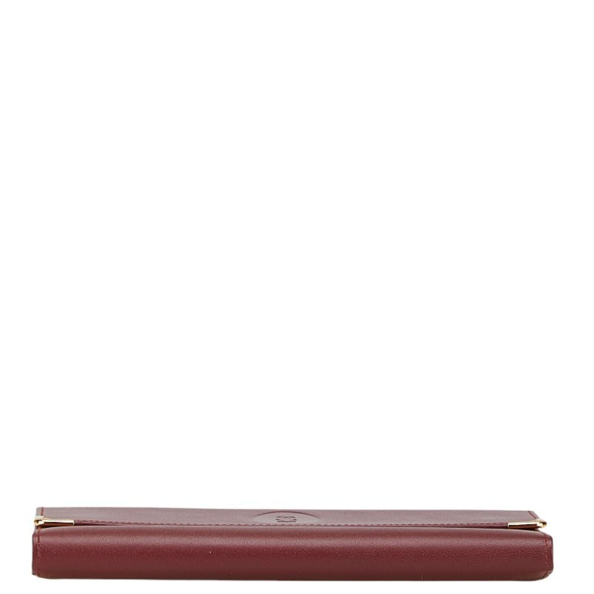 Cartier Wine Red Leather Long Wallet (Tri-Fold) (Pre-Owned)